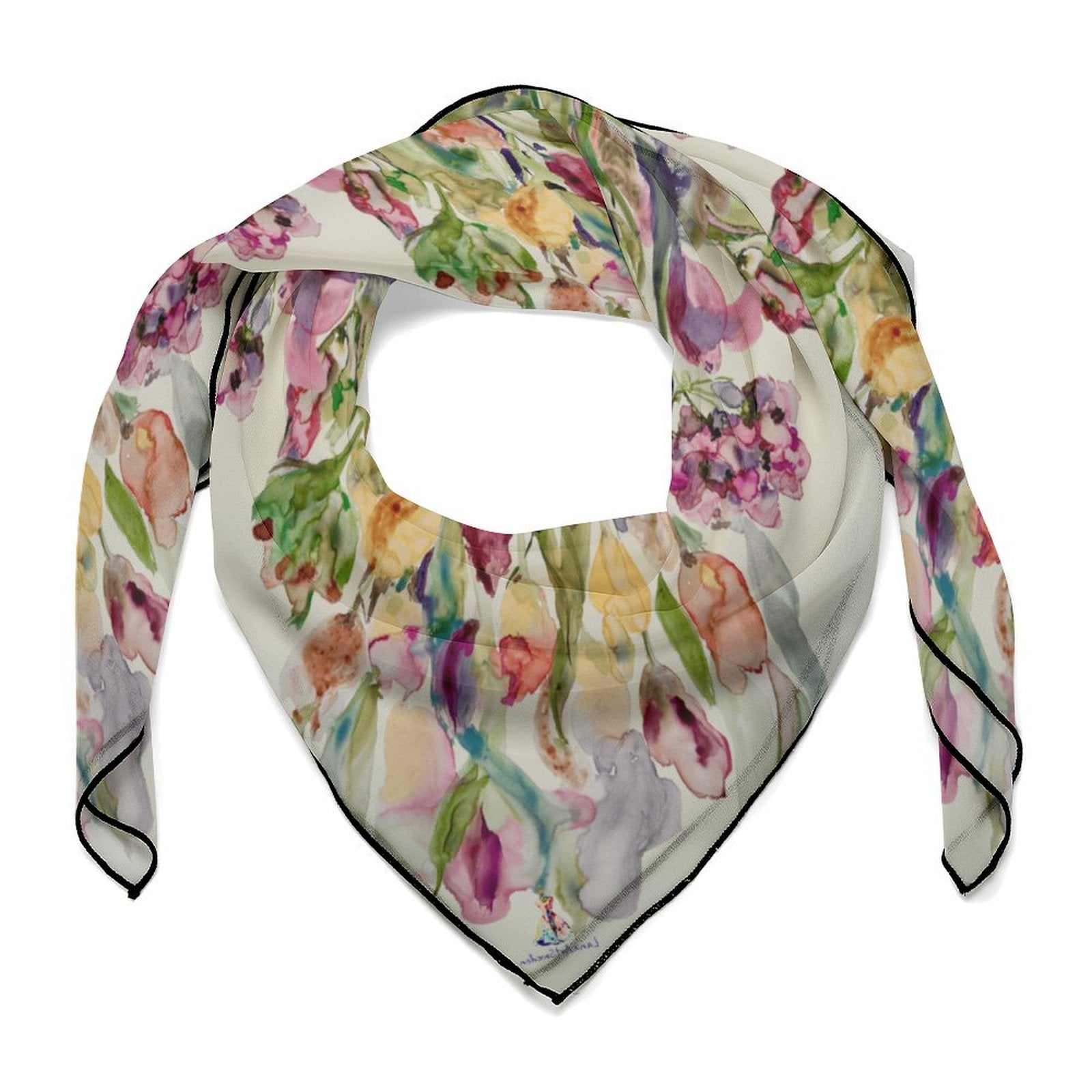 LanaArtSweden Artwork Scarf, 27"x27", 70x70 cm - Lana Art Sweden