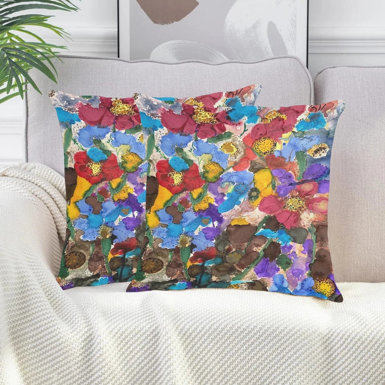 Lanterna and Brown Eleganc3 Linen Zippered Pillowcase 18"x18"(Pack of 2) - Lana Art Sweden
