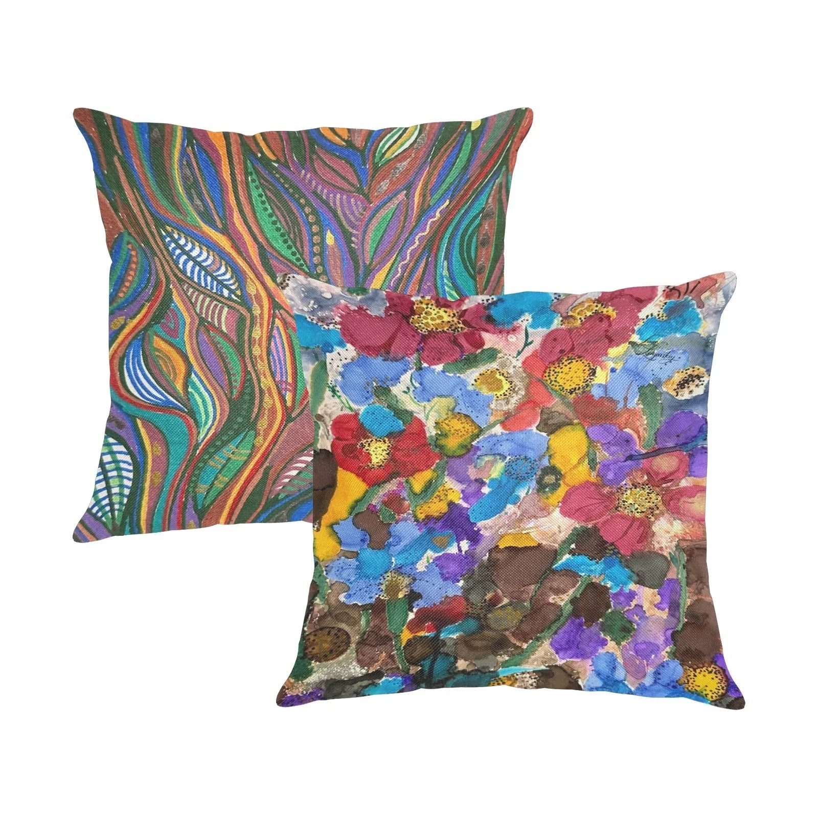 Lanterna and Brown Eleganc3 Linen Zippered Pillowcase 18"x18"(Pack of 2) - Lana Art Sweden