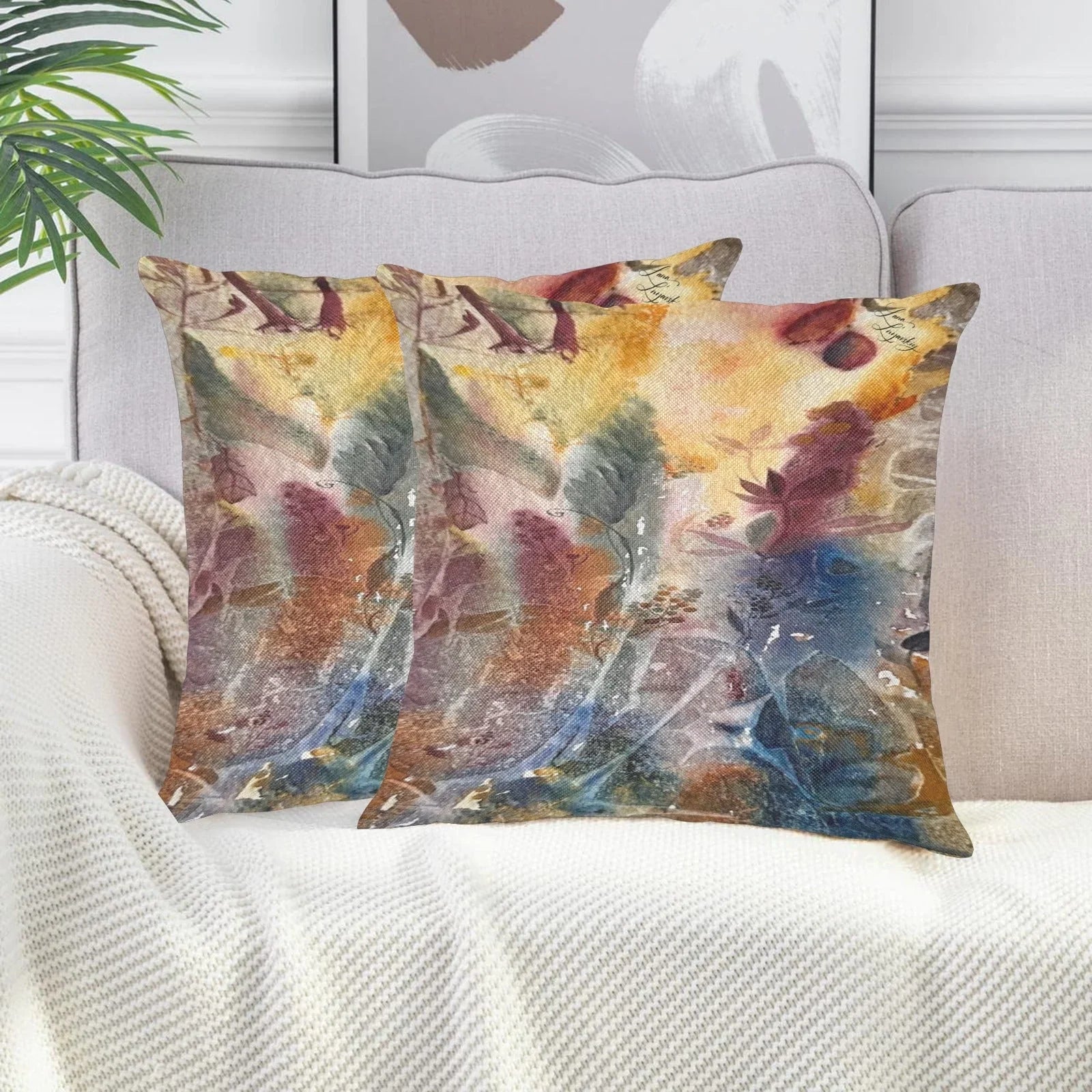 Lanterna and Warm Imagination Linen Zippered Pillowcase 18"x18"(Pack of 2) - Lana Art Sweden
