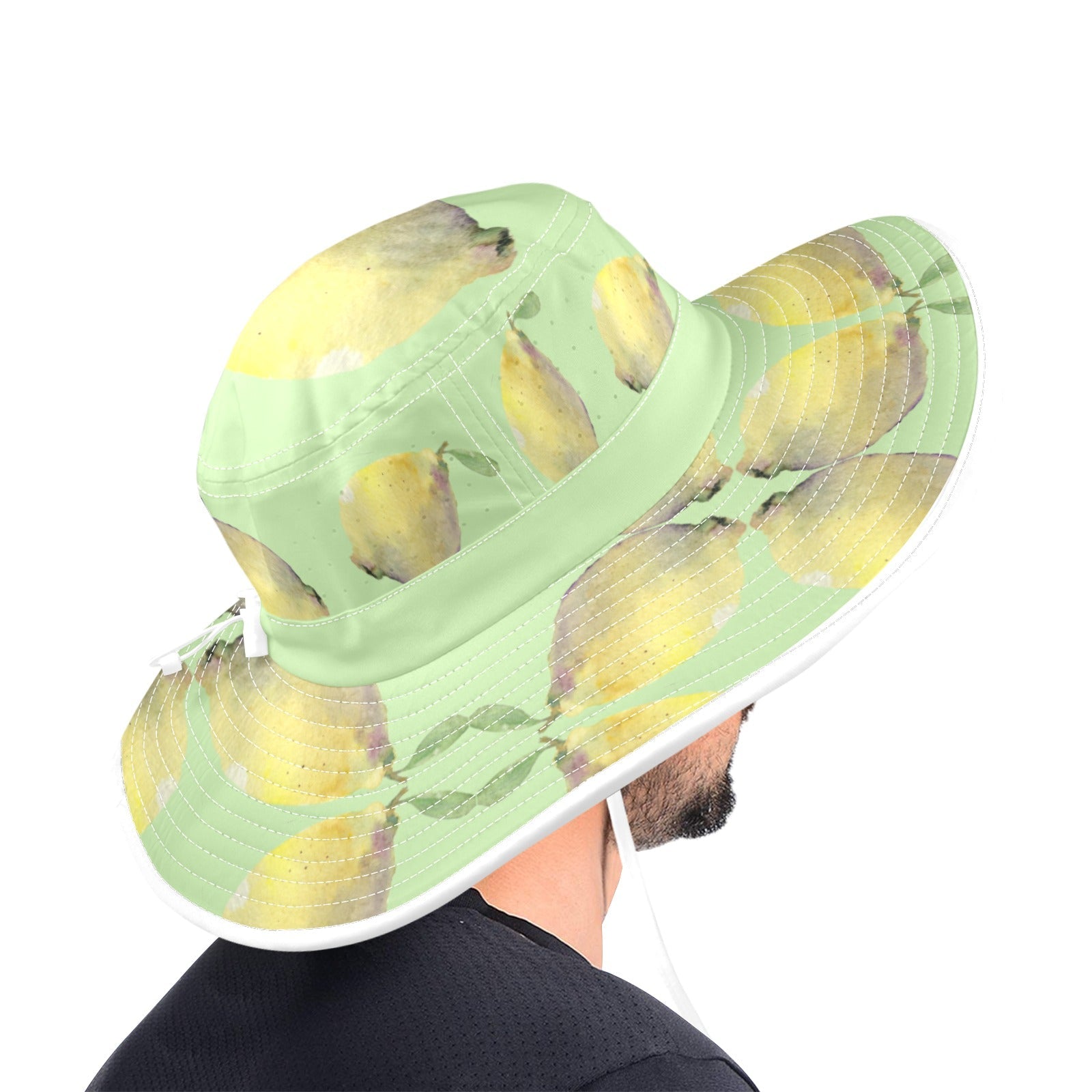 Lemon Lime Cream Wide Brim Bucket Hat - Lana Art Sweden