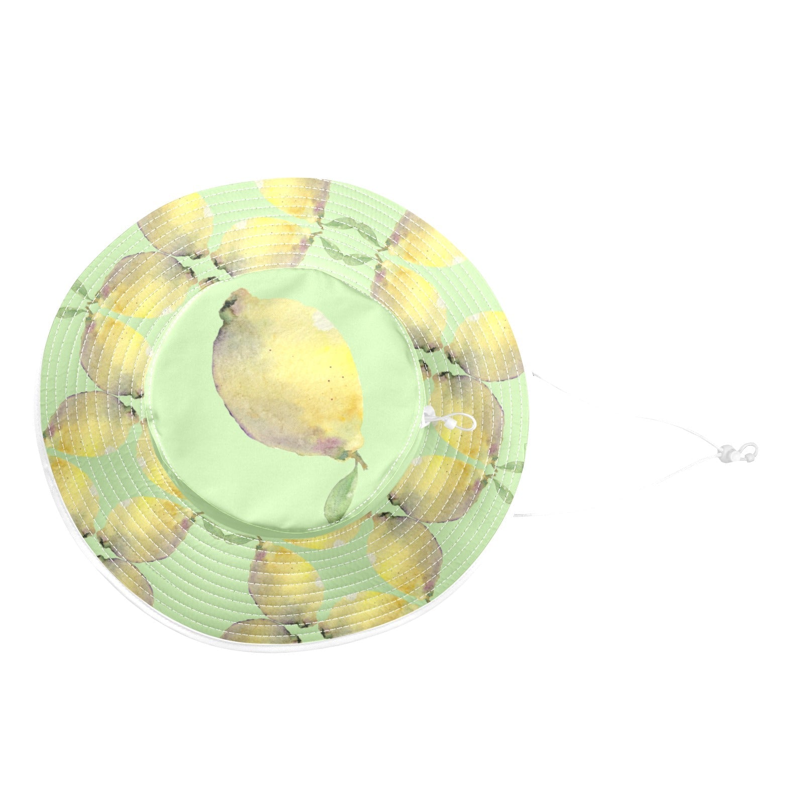 Lemon Lime Cream Wide Brim Bucket Hat - Lana Art Sweden
