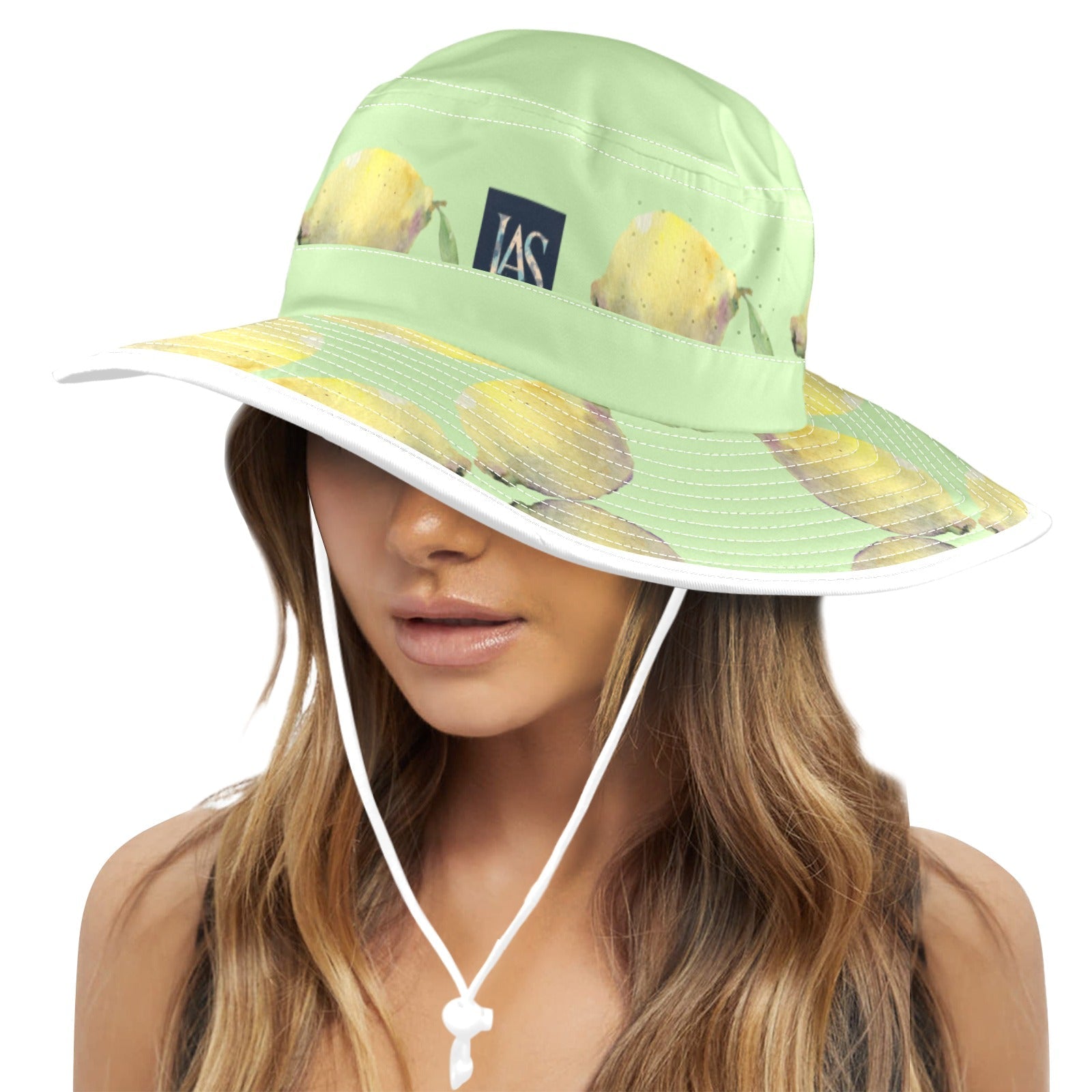 Lemon Lime Cream Wide Brim Bucket Hat - Lana Art Sweden