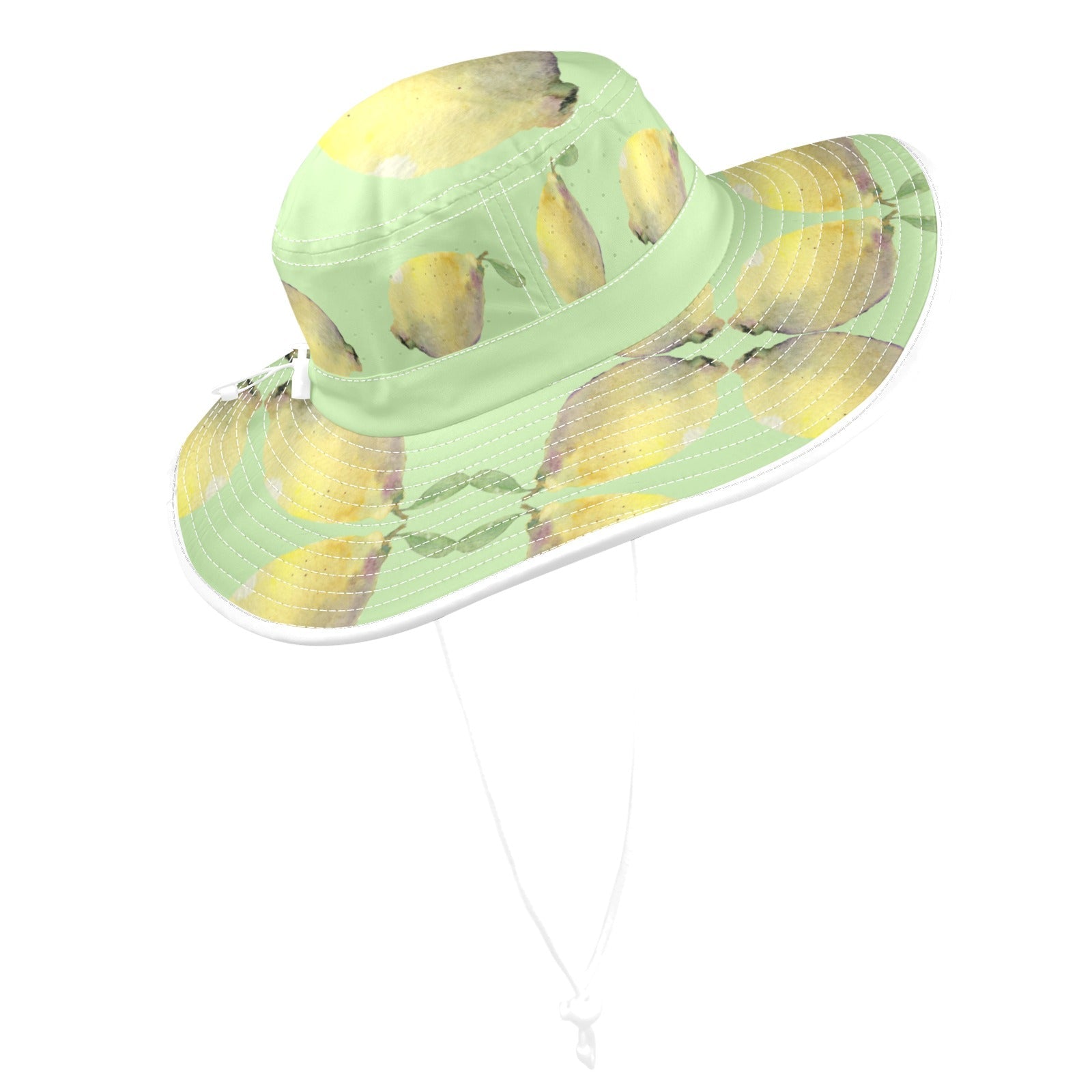 Lemon Lime Cream Wide Brim Bucket Hat - Lana Art Sweden