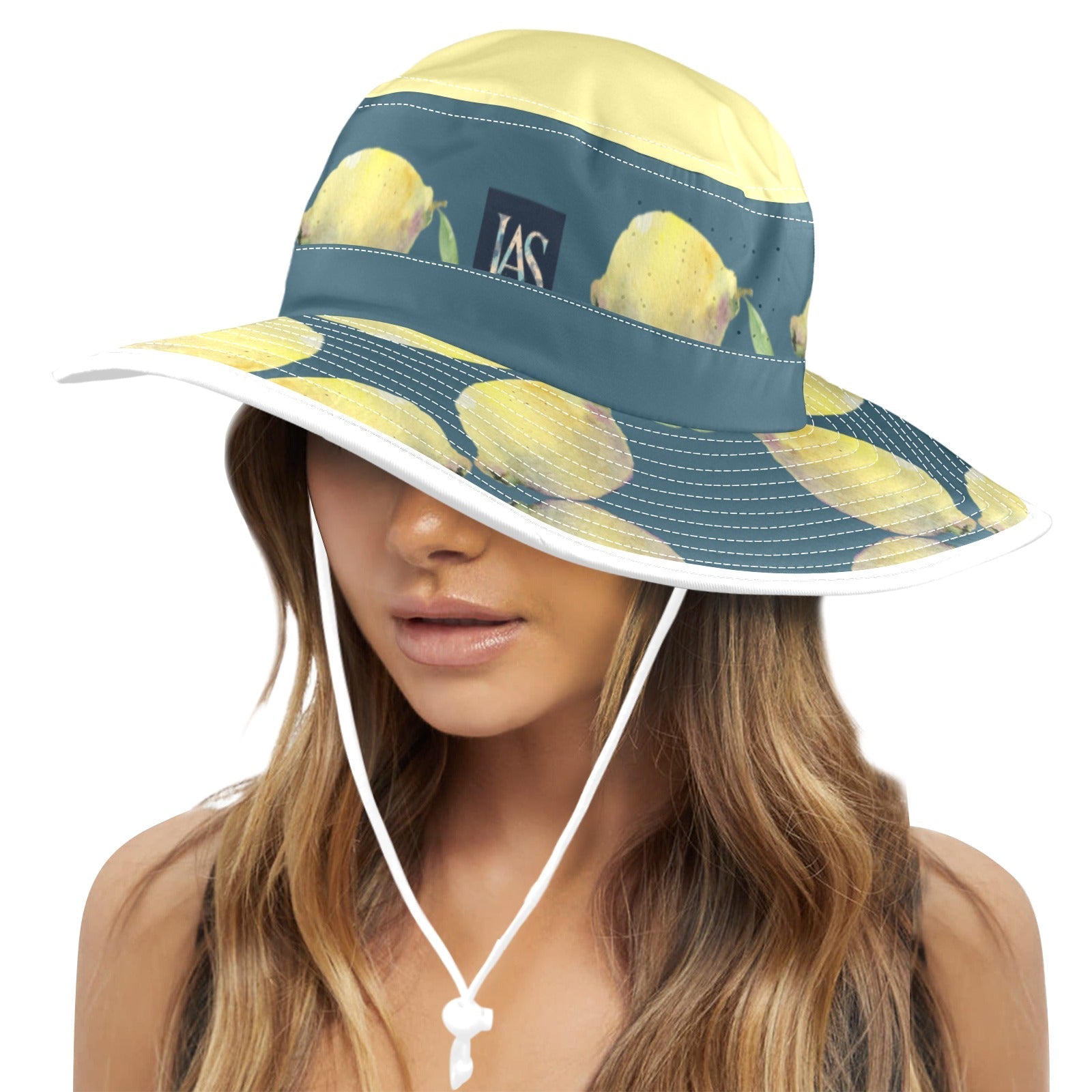 Lemon Ocean Lemon Wide Brim Bucket Hat - Lana Art Sweden