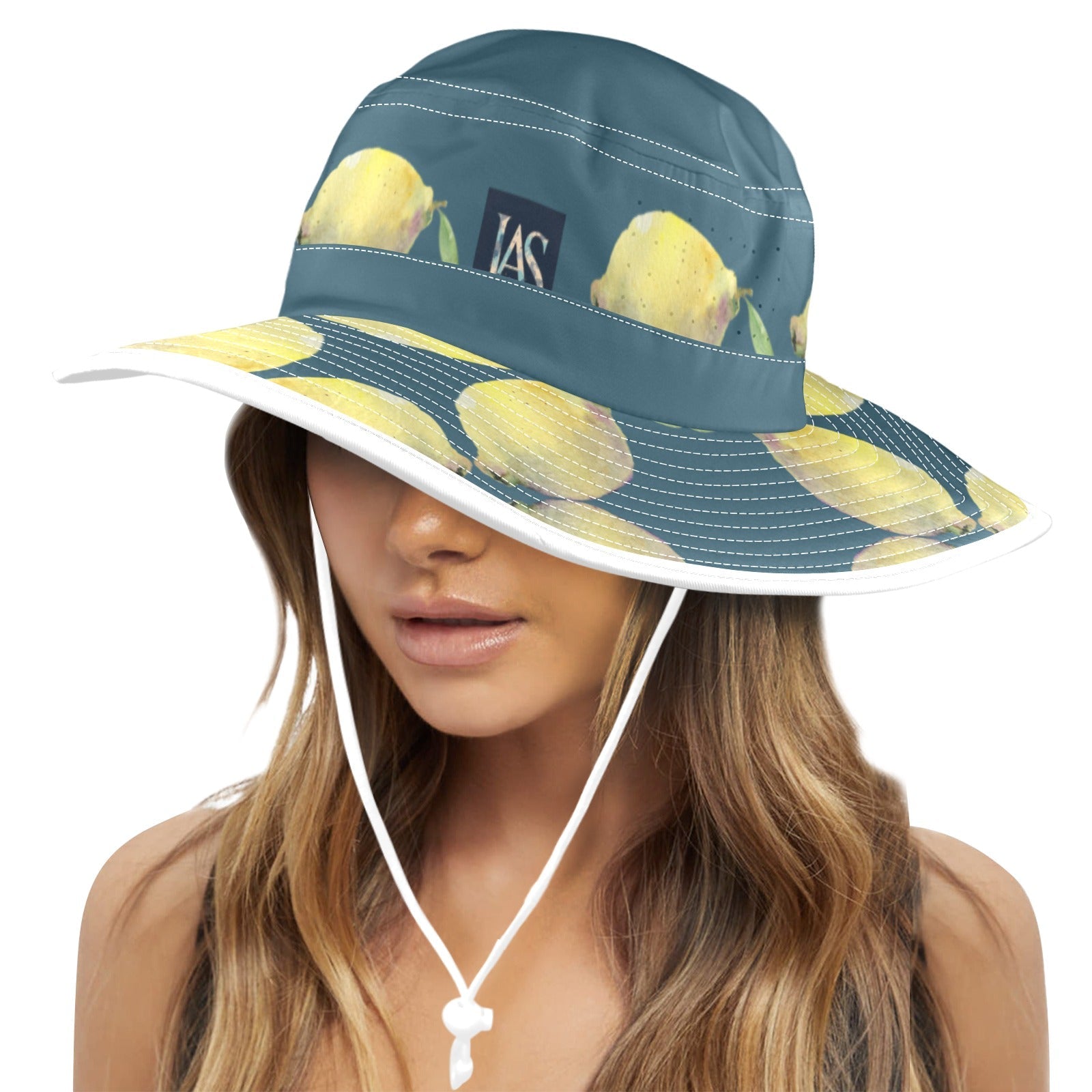 Lemon Ocean Wide Brim Bucket Hat - Lana Art Sweden
