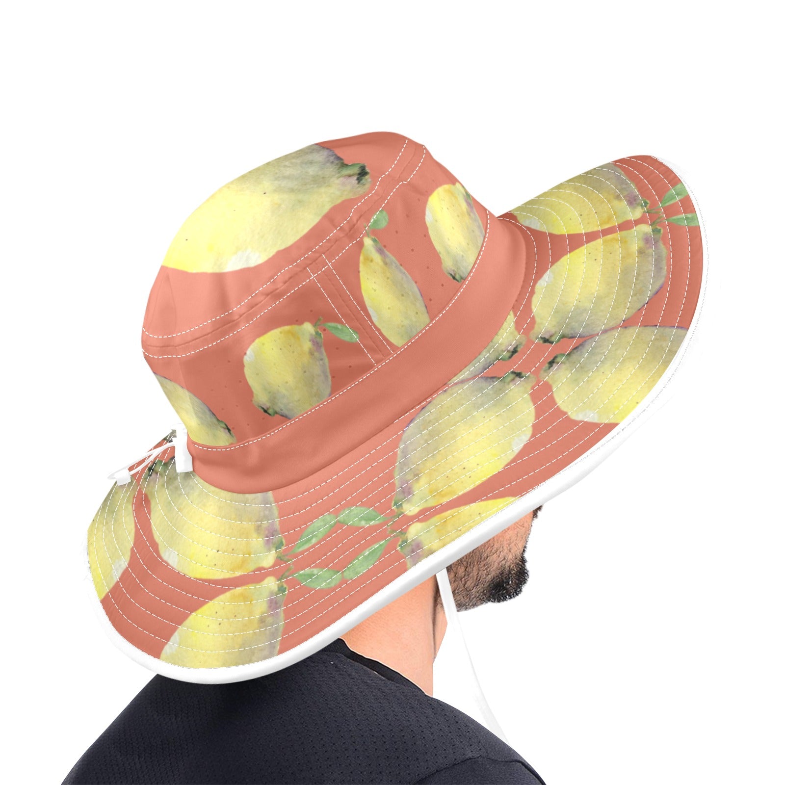 Lemon Orangeade Wide Brim Bucket Hat - Lana Art Sweden