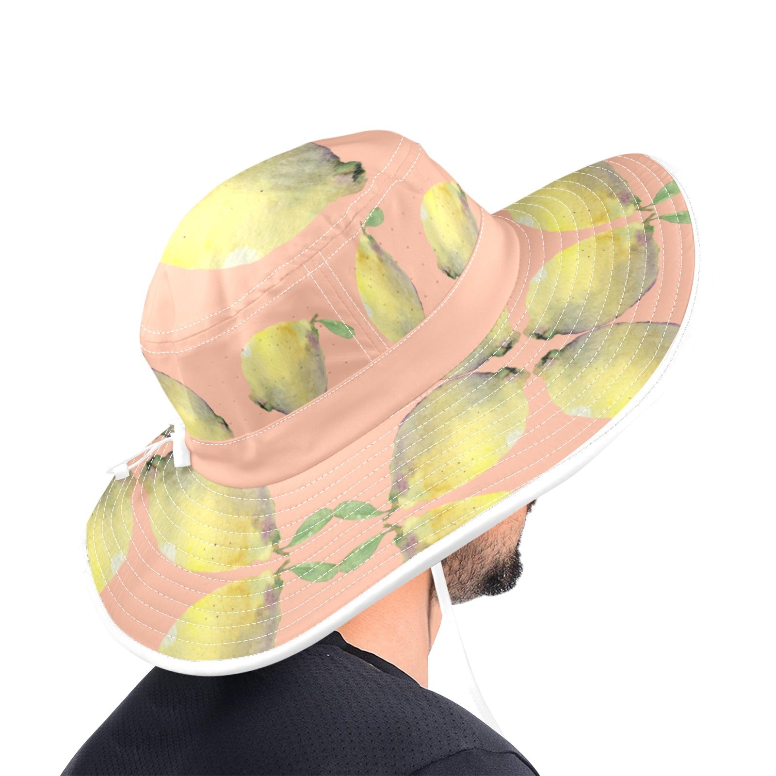 Lemon Roasted Peach Wide Brim Bucket Hat - Lana Art Sweden