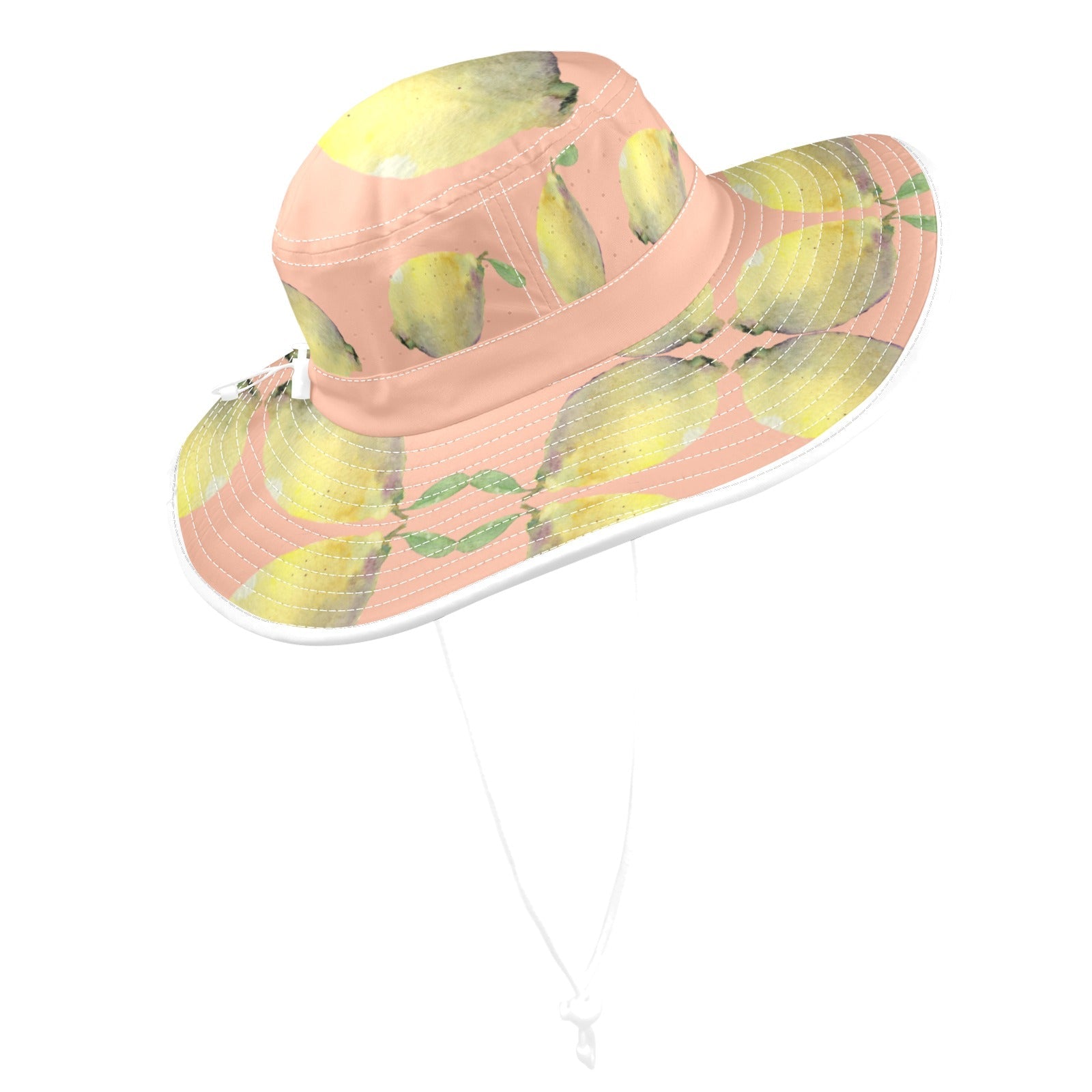 Lemon Roasted Peach Wide Brim Bucket Hat - Lana Art Sweden