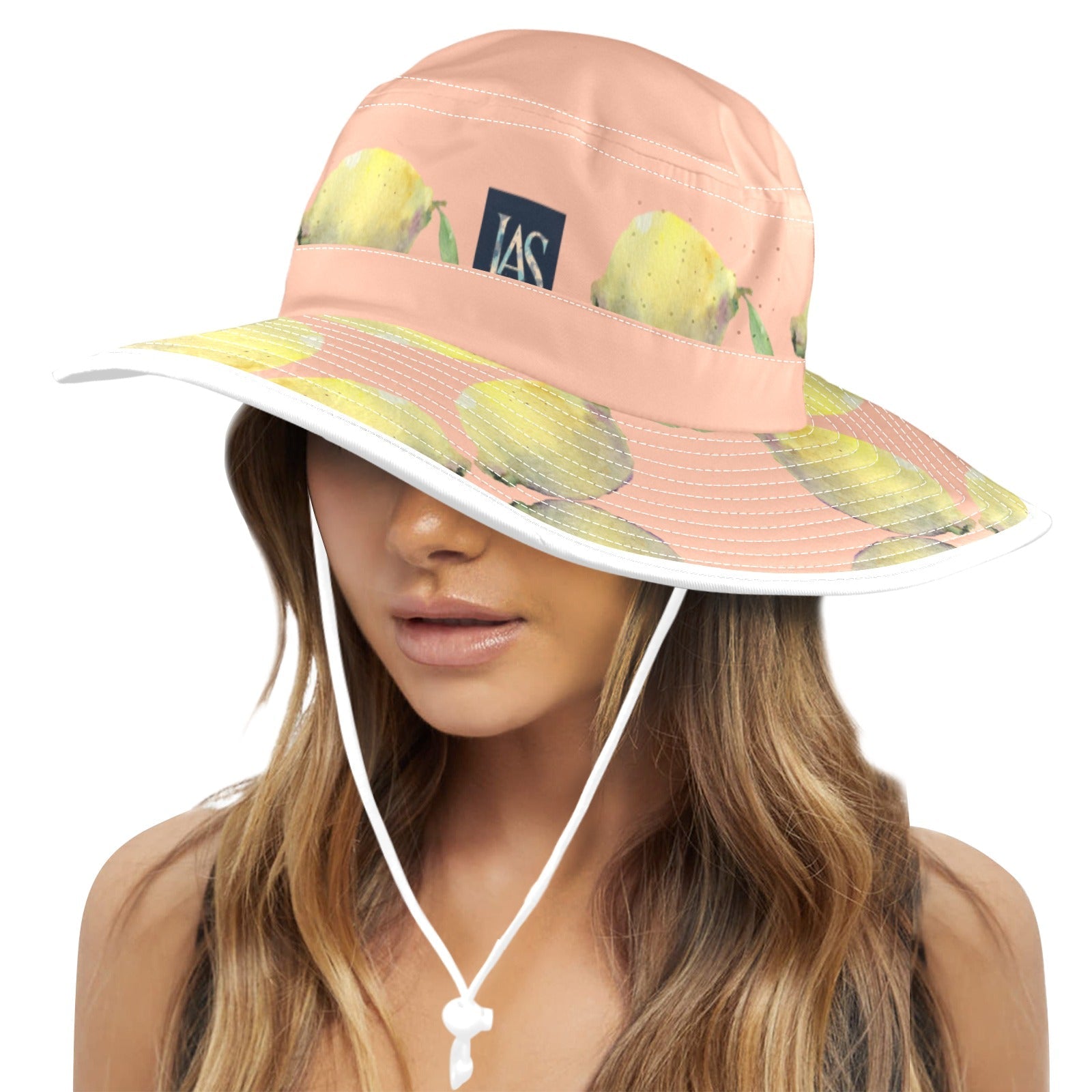 Lemon Roasted Peach Wide Brim Bucket Hat - Lana Art Sweden