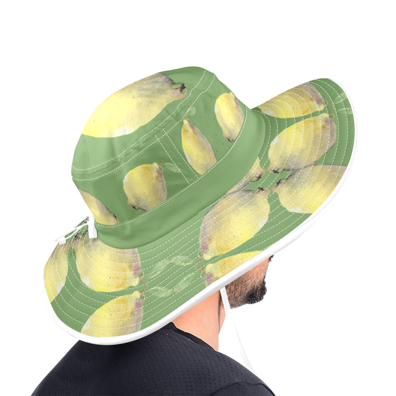 Lemon White Grape Wide Brim Bucket Hat - Lana Art Sweden