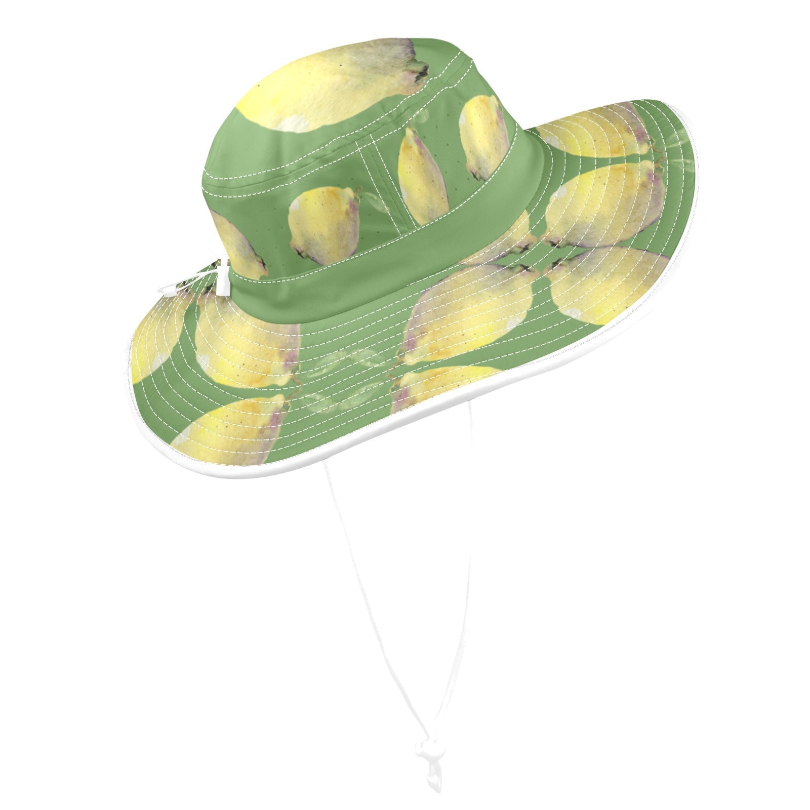 Lemon White Grape Wide Brim Bucket Hat - Lana Art Sweden