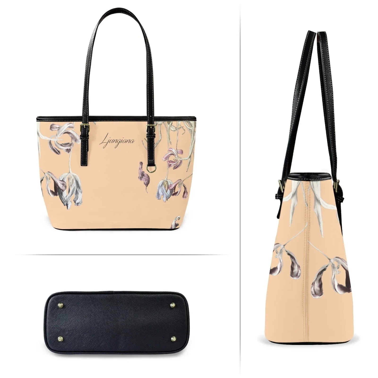 Ljungiana Roasted Peach Leather Tote Bag - Small - Lana Art Sweden