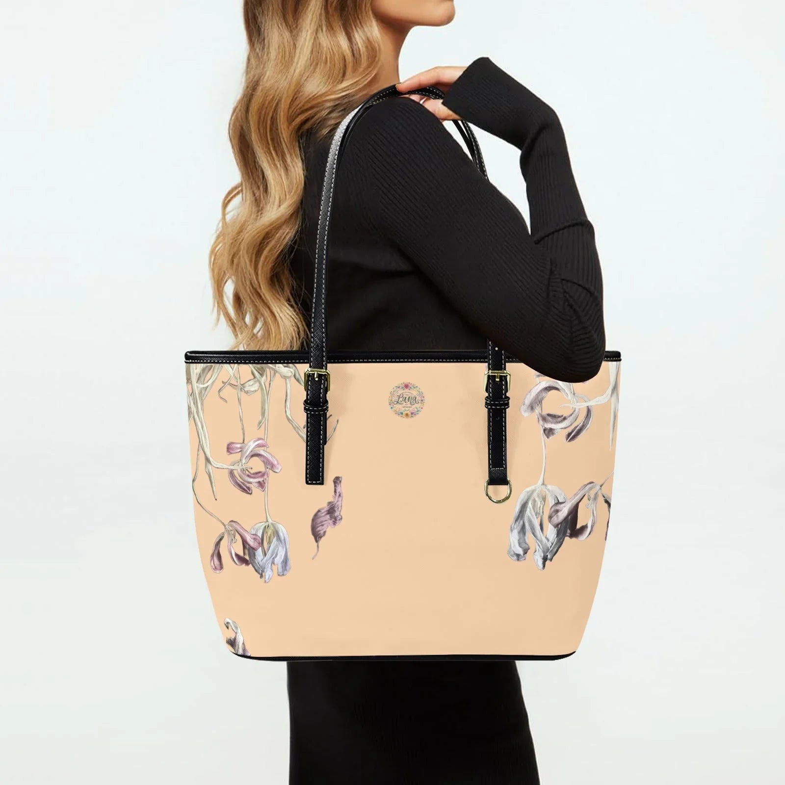Ljungiana Roasted Peach Leather Tote Bag - Small - Lana Art Sweden