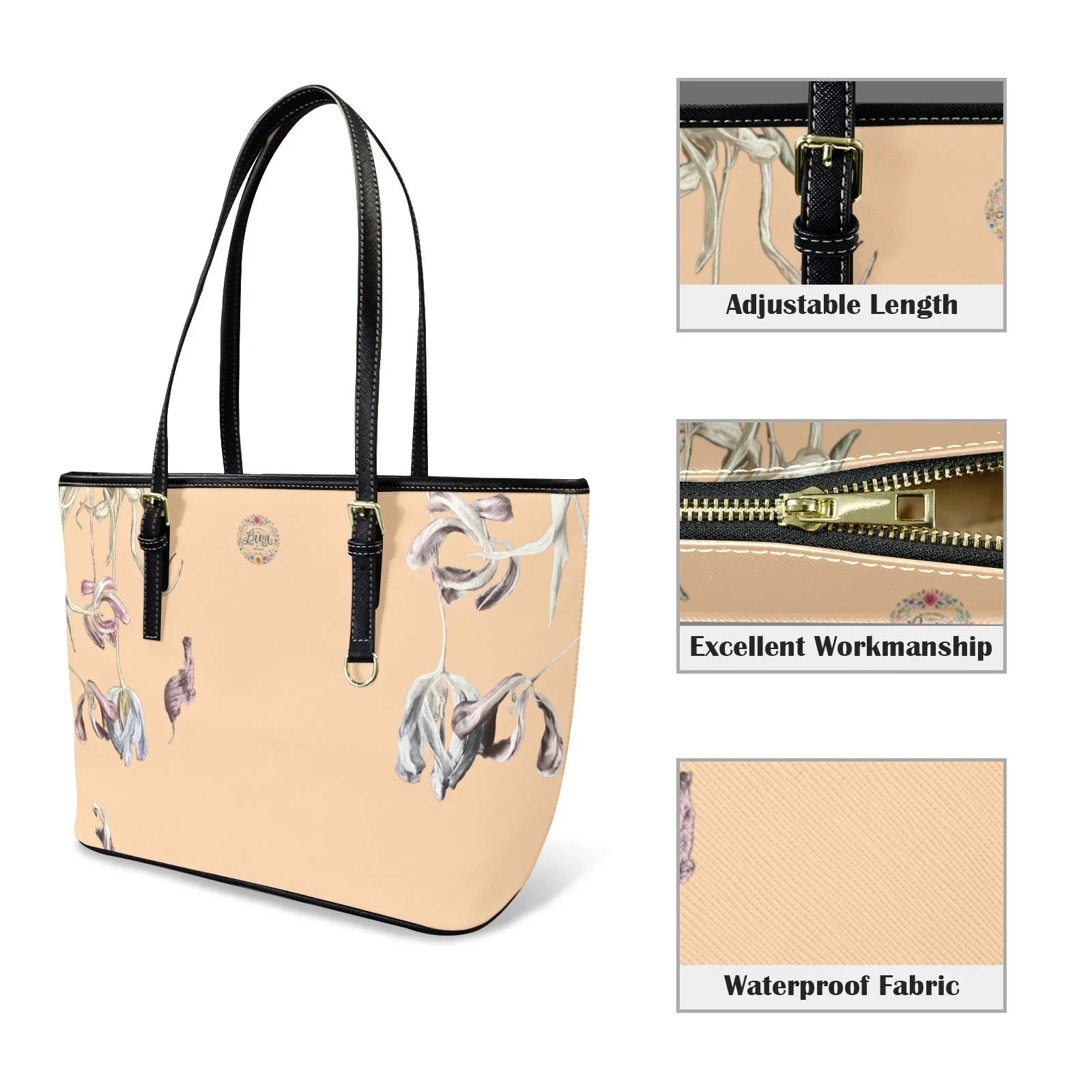 Ljungiana Roasted Peach Leather Tote Bag - Small - Lana Art Sweden