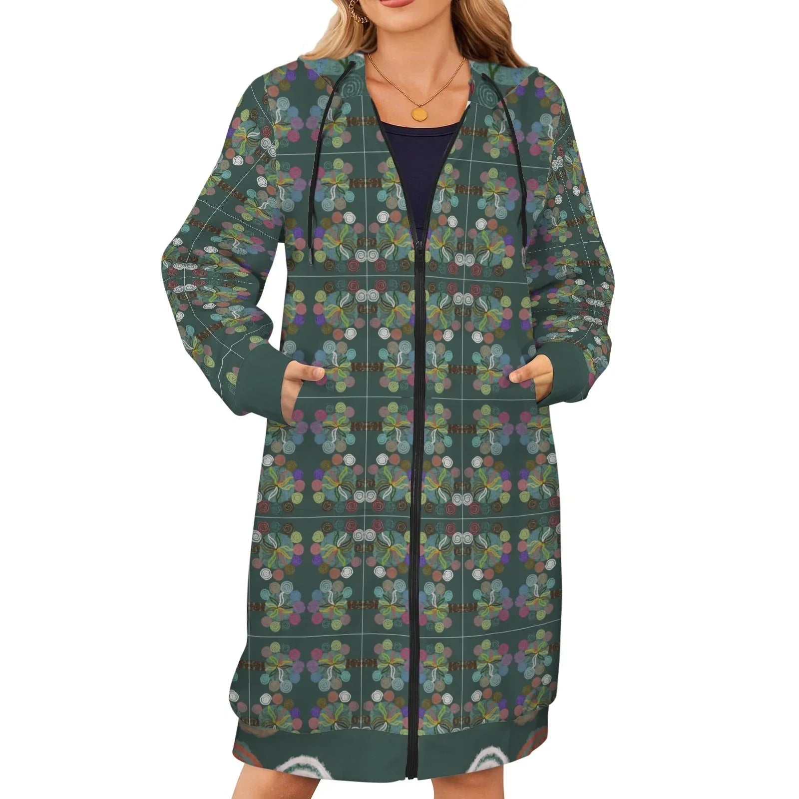 Magic Trees Women's Long Hooded Jacket - Lana Art Sweden