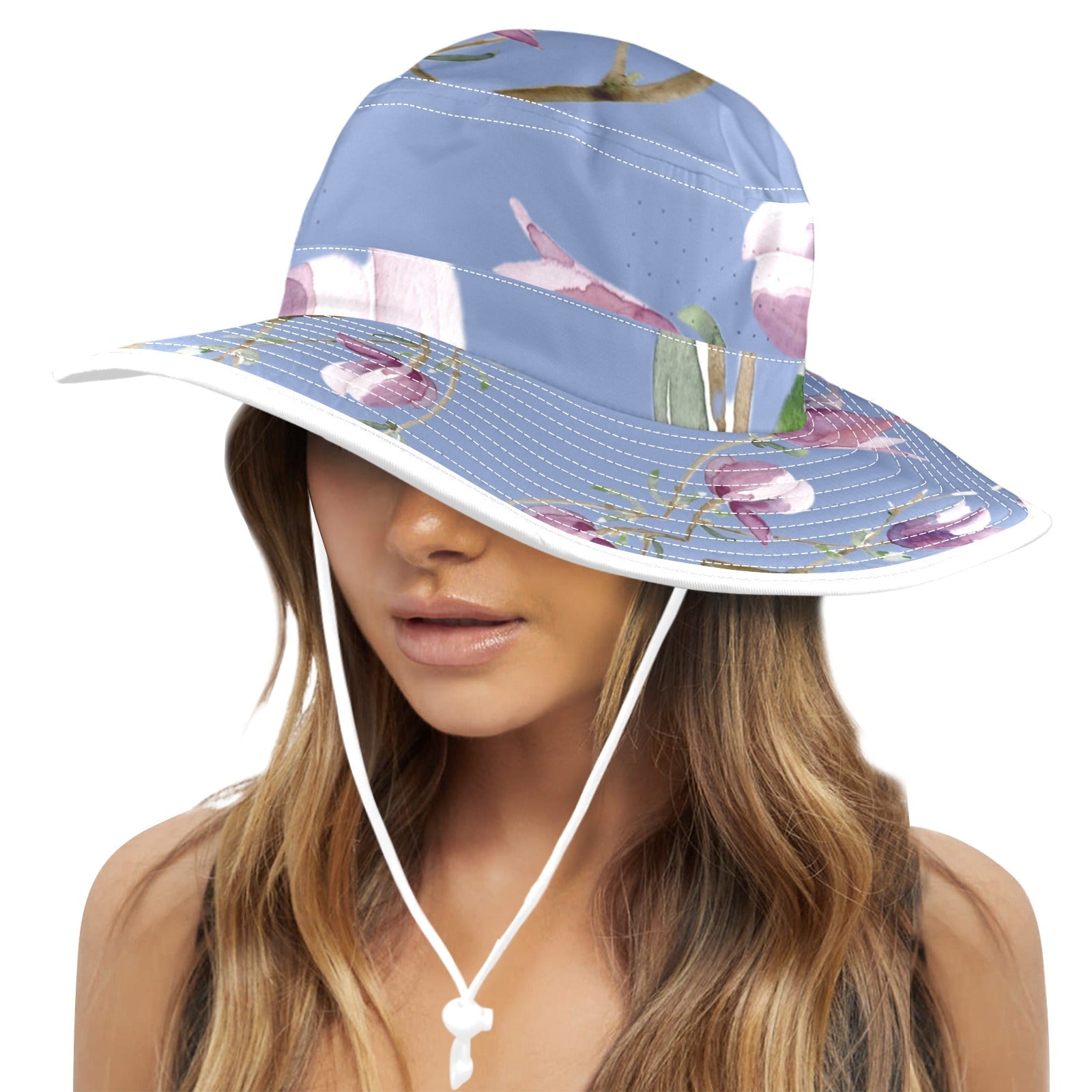 Magnolia Airy Blue Wide Brim Bucket Hat - Lana Art Sweden