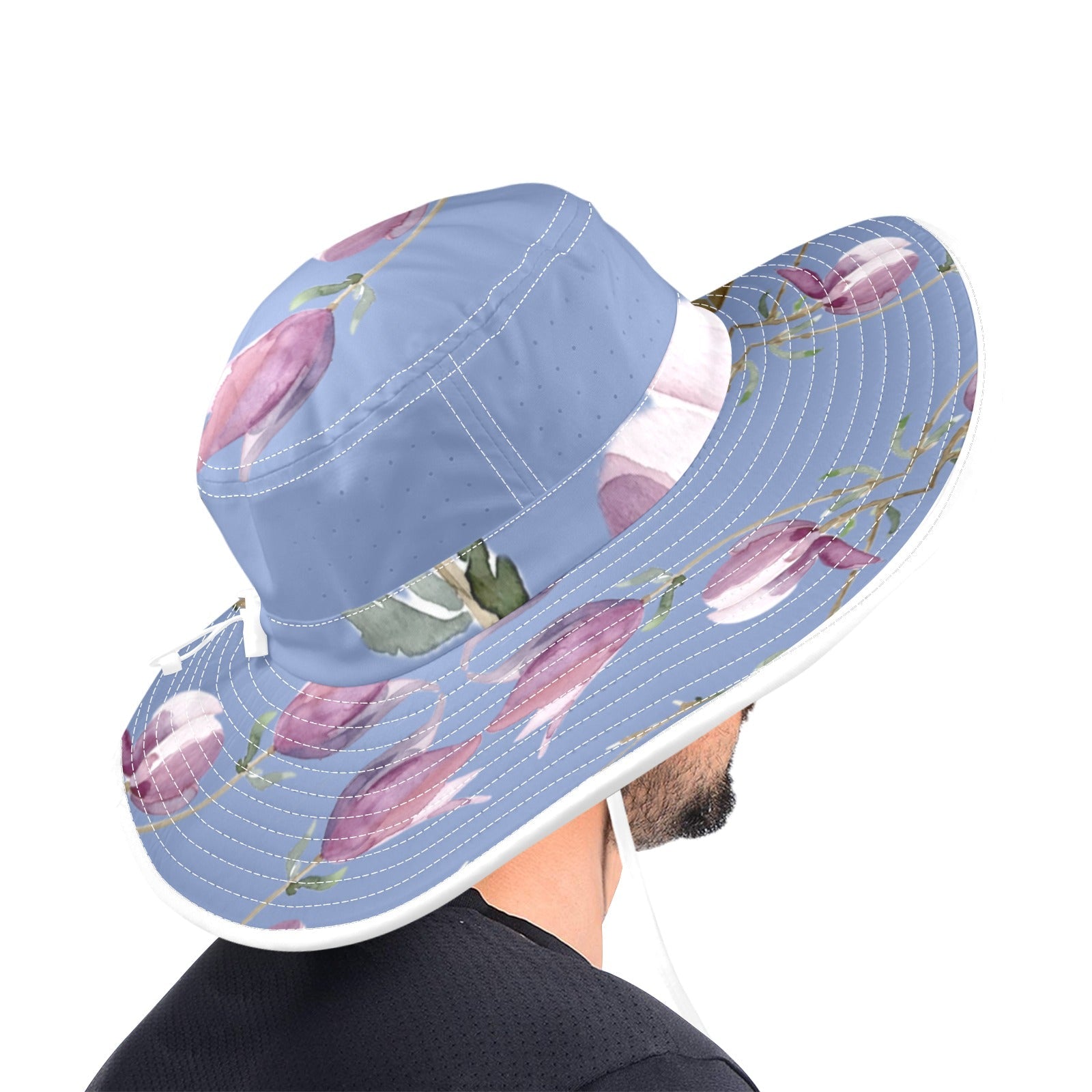 Magnolia Airy Blue Wide Brim Bucket Hat - Lana Art Sweden