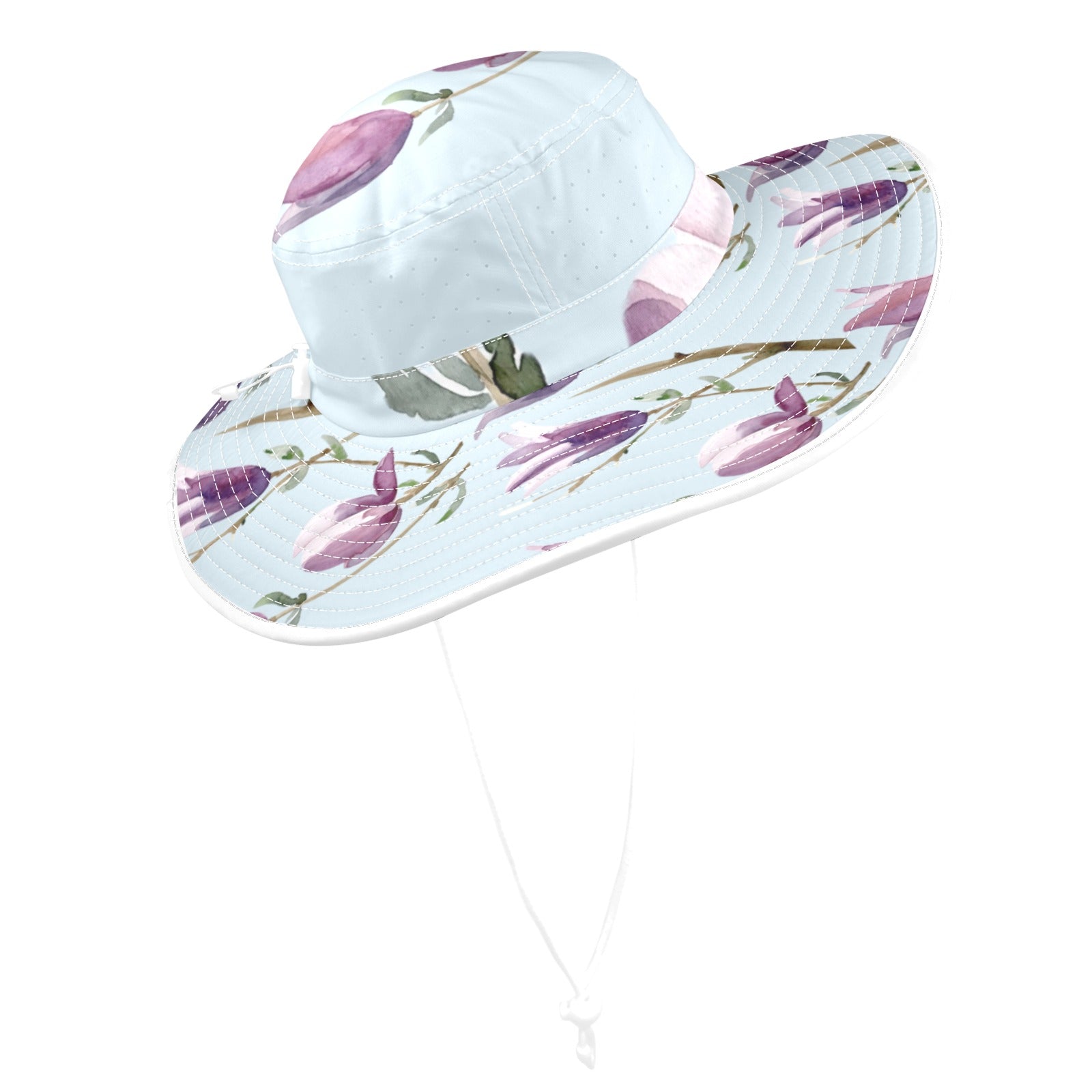 Magnolia Blue Wide Brim Bucket Hat - Lana Art Sweden