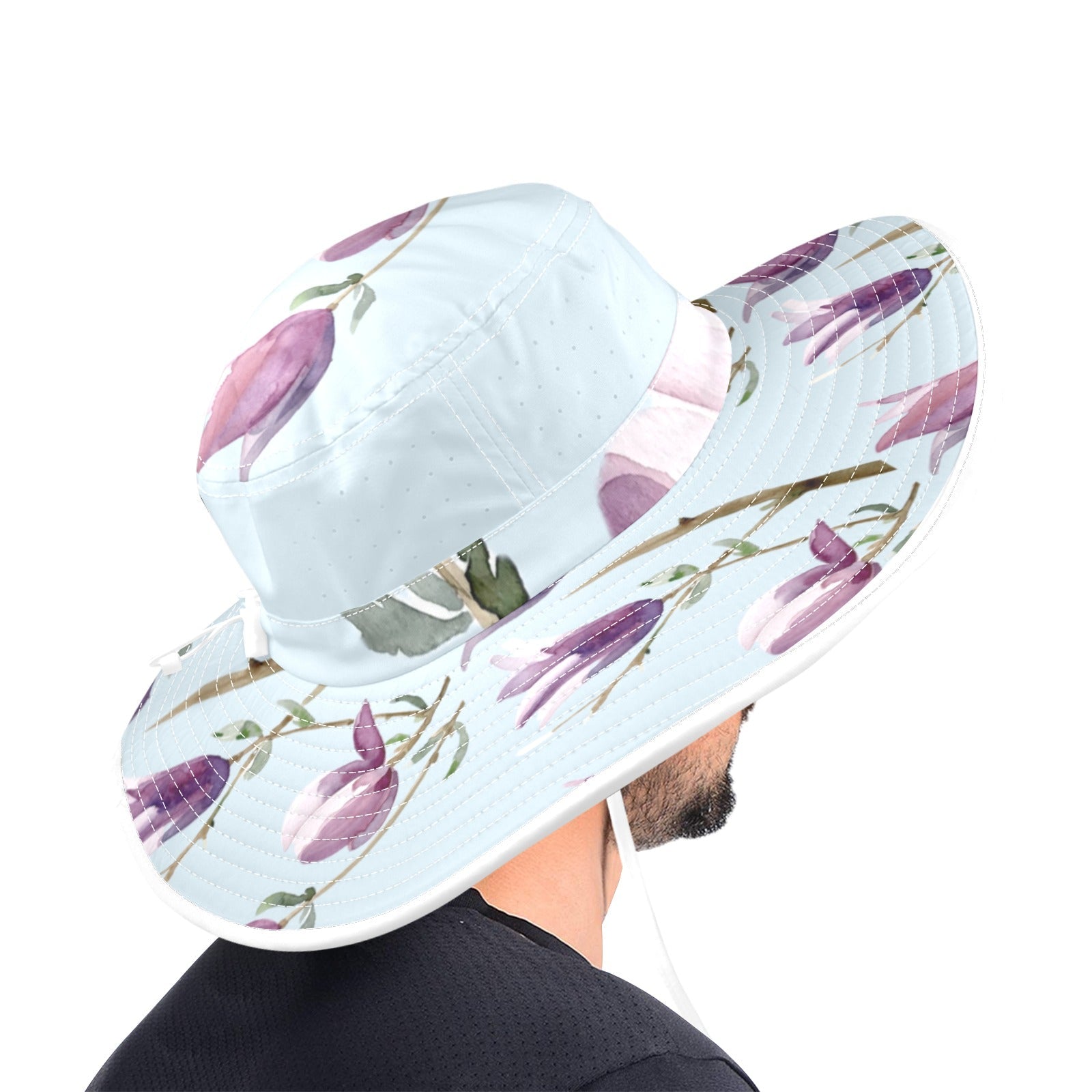 Magnolia Blue Wide Brim Bucket Hat - Lana Art Sweden