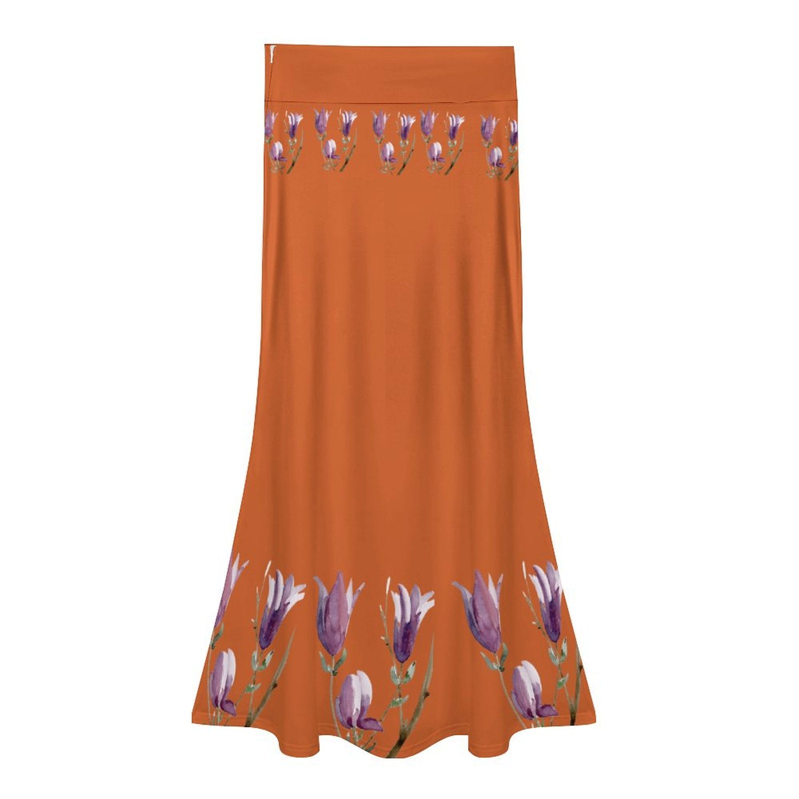 Magnolia Burnt Orange High waisted long skirt - Lana Art Sweden
