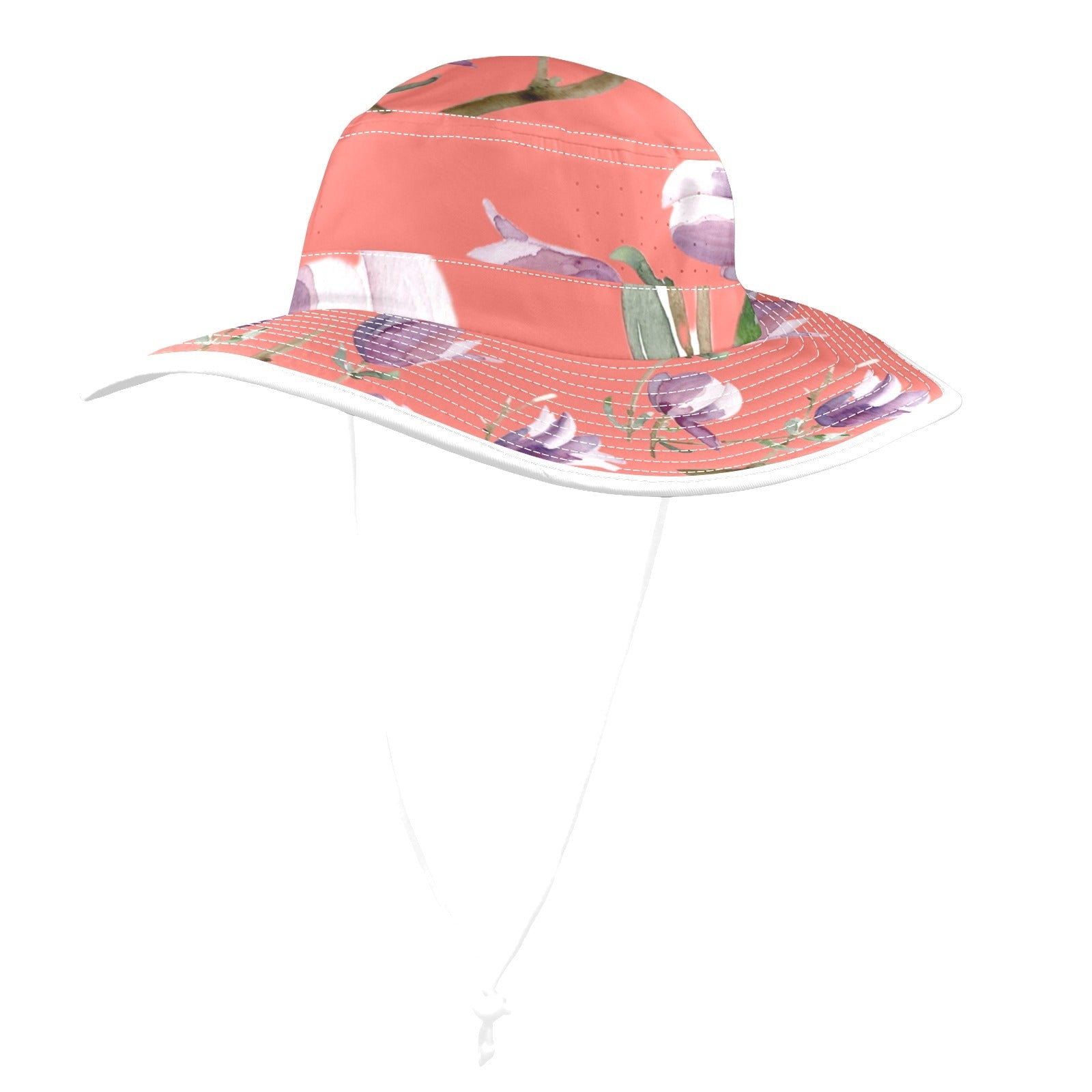 Magnolia Coral Wide Brim Bucket Hat - Lana Art Sweden