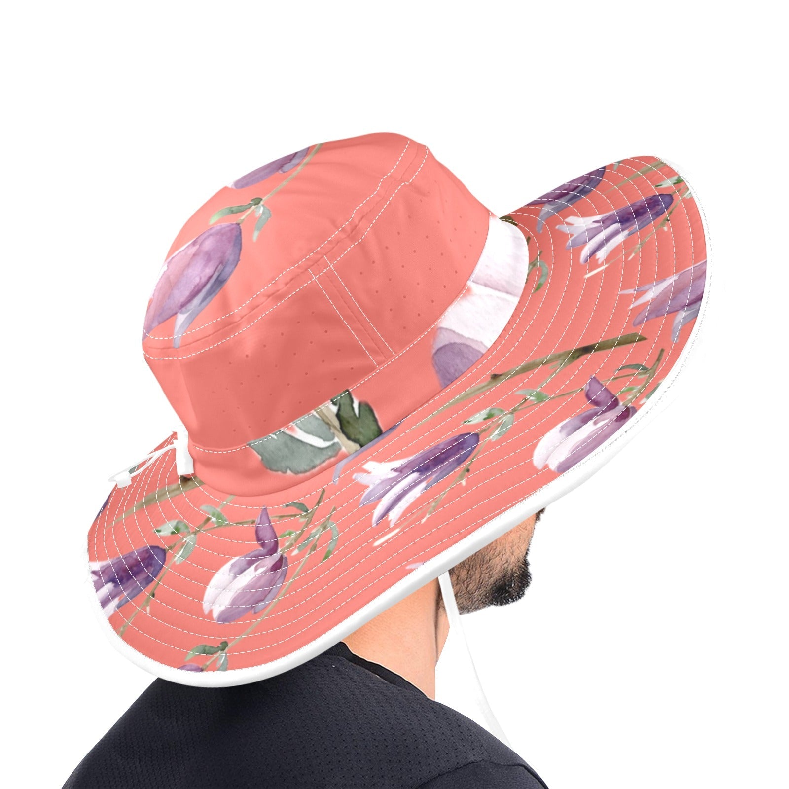Magnolia Coral Wide Brim Bucket Hat - Lana Art Sweden