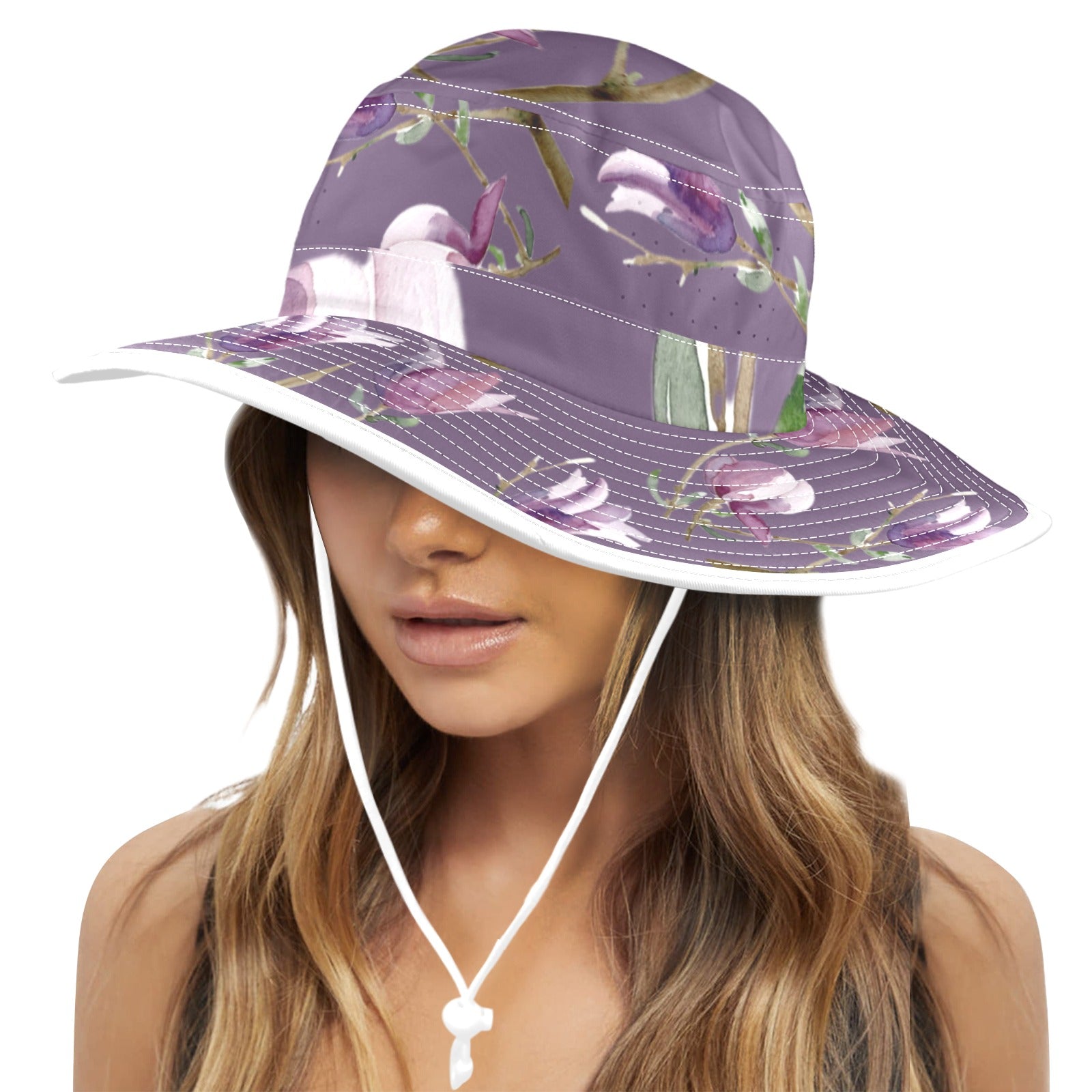 Magnolia Dark Lilac Wide Brim Bucket Hat - Lana Art Sweden