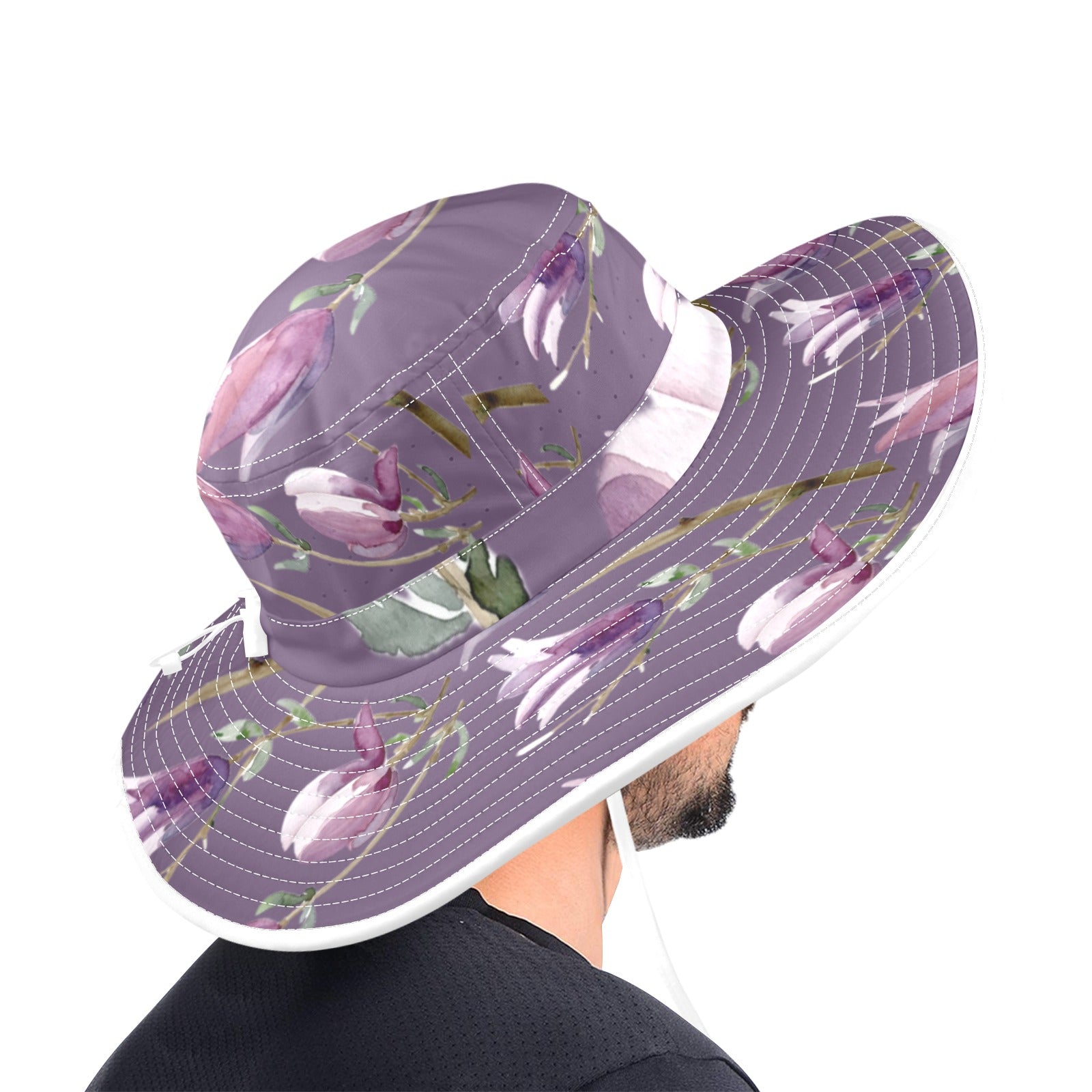 Magnolia Dark Lilac Wide Brim Bucket Hat - Lana Art Sweden