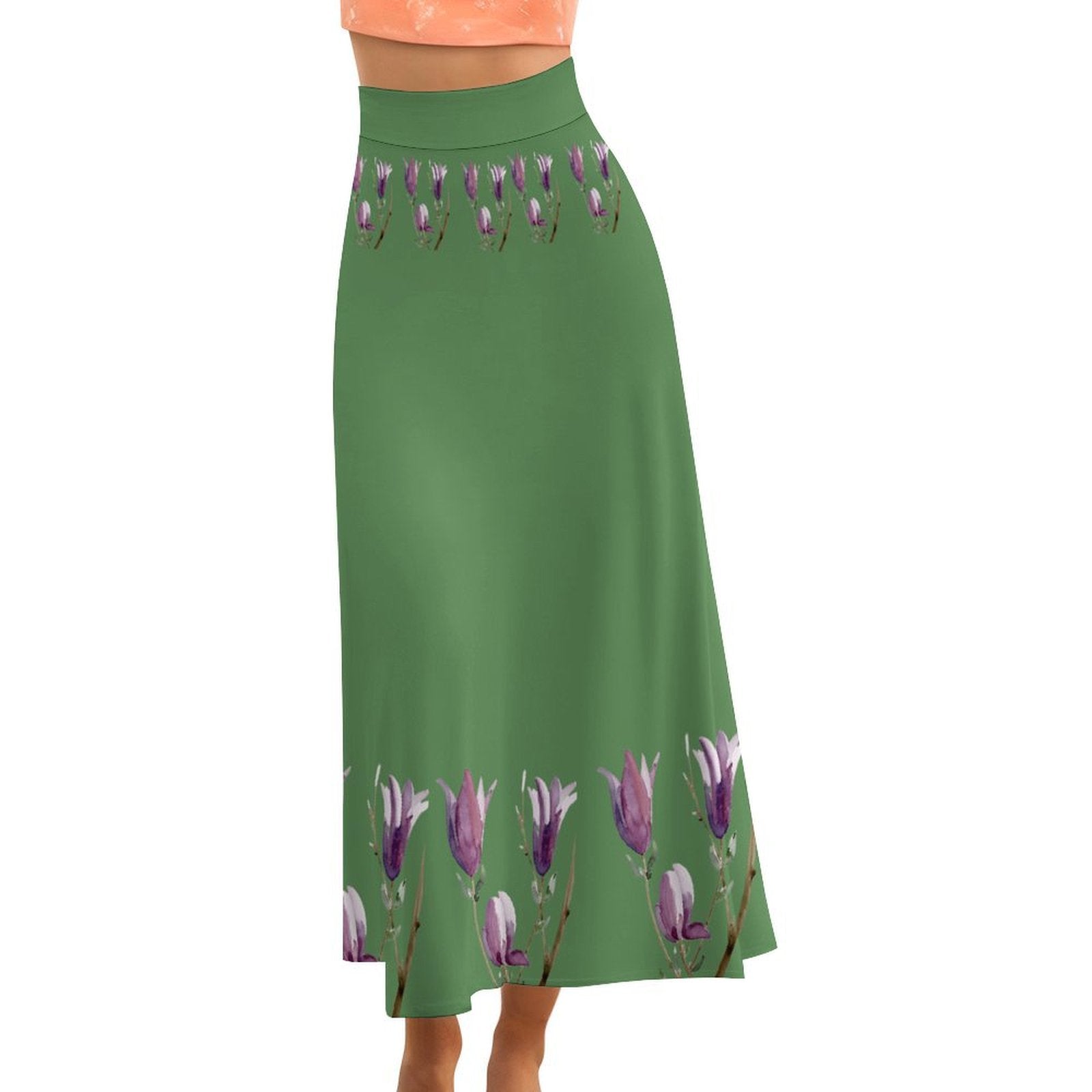 Magnolia Green High waisted long skirt - Lana Art Sweden