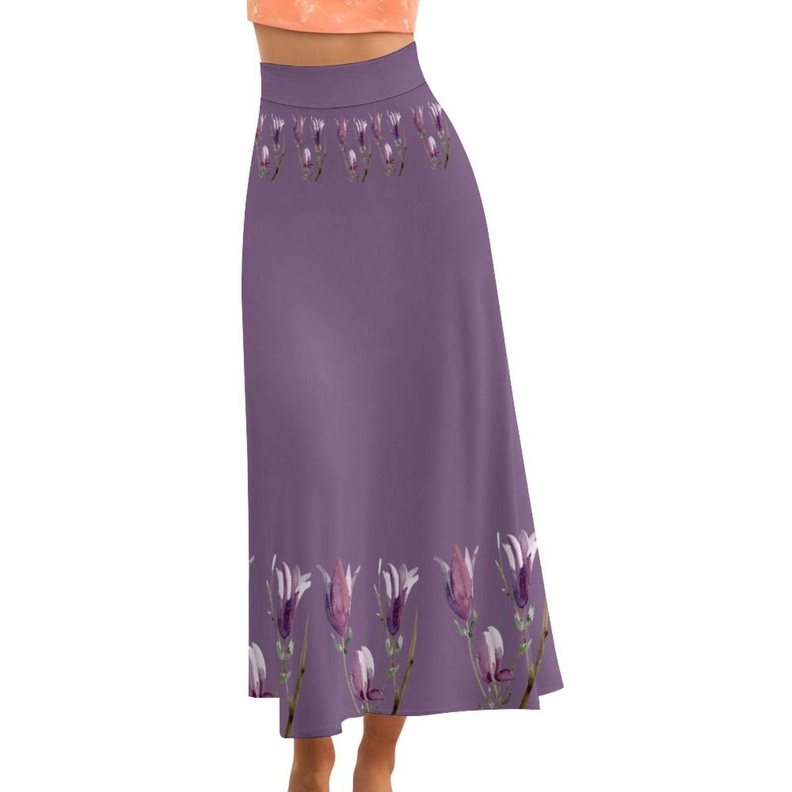 Magnolia Lilac High waisted long skirt - Lana Art Sweden