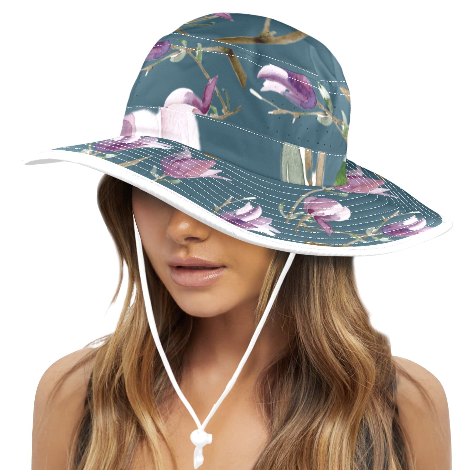 Magnolia Ocean Wide Brim Bucket Hat - Lana Art Sweden