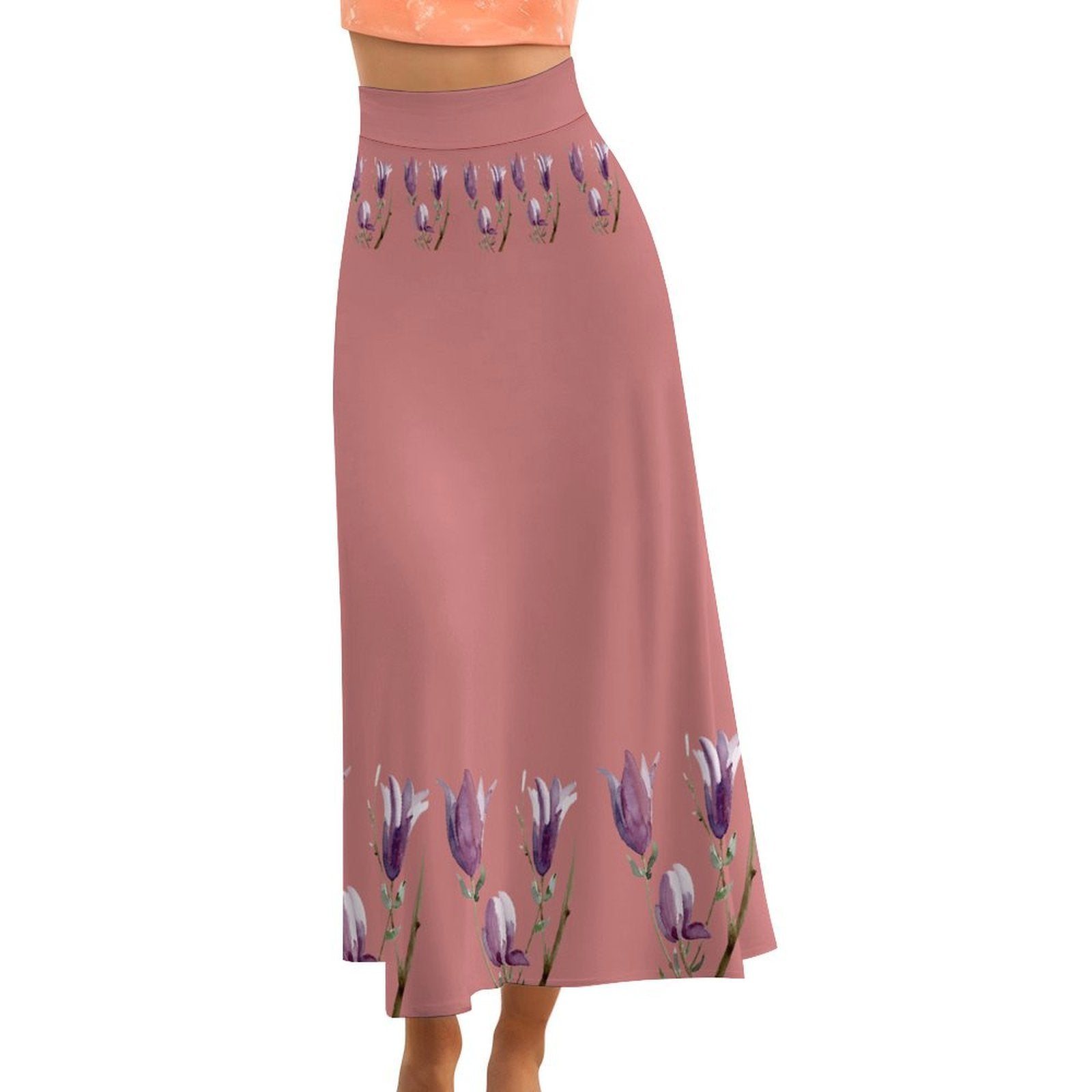 Magnolia Old Rose High waisted long skirt - Lana Art Sweden