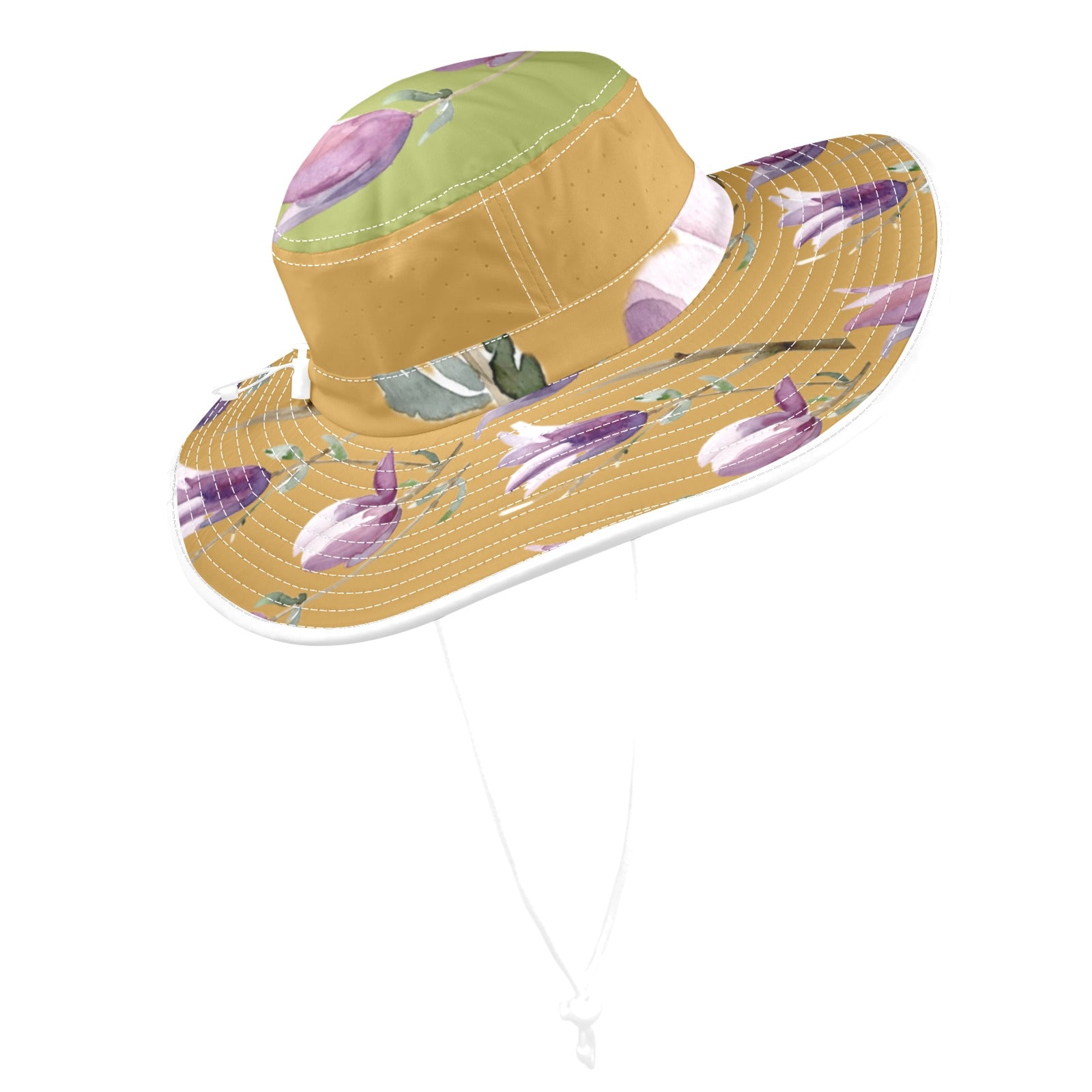 Magnolia Olive Ochre Wide Brim Bucket Hat - Lana Art Sweden