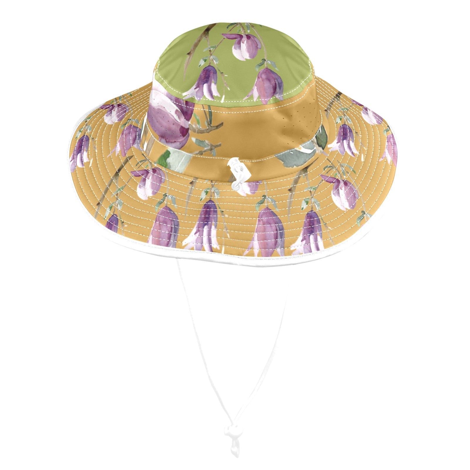 Magnolia Olive Ochre Wide Brim Bucket Hat - Lana Art Sweden