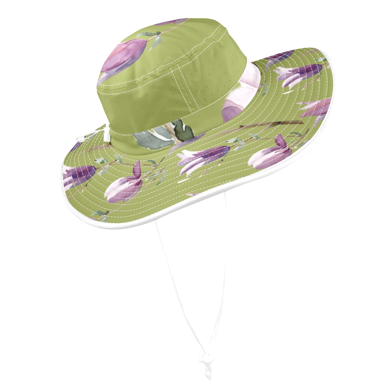 Magnolia Olive Wide Brim Bucket Hat - Lana Art Sweden