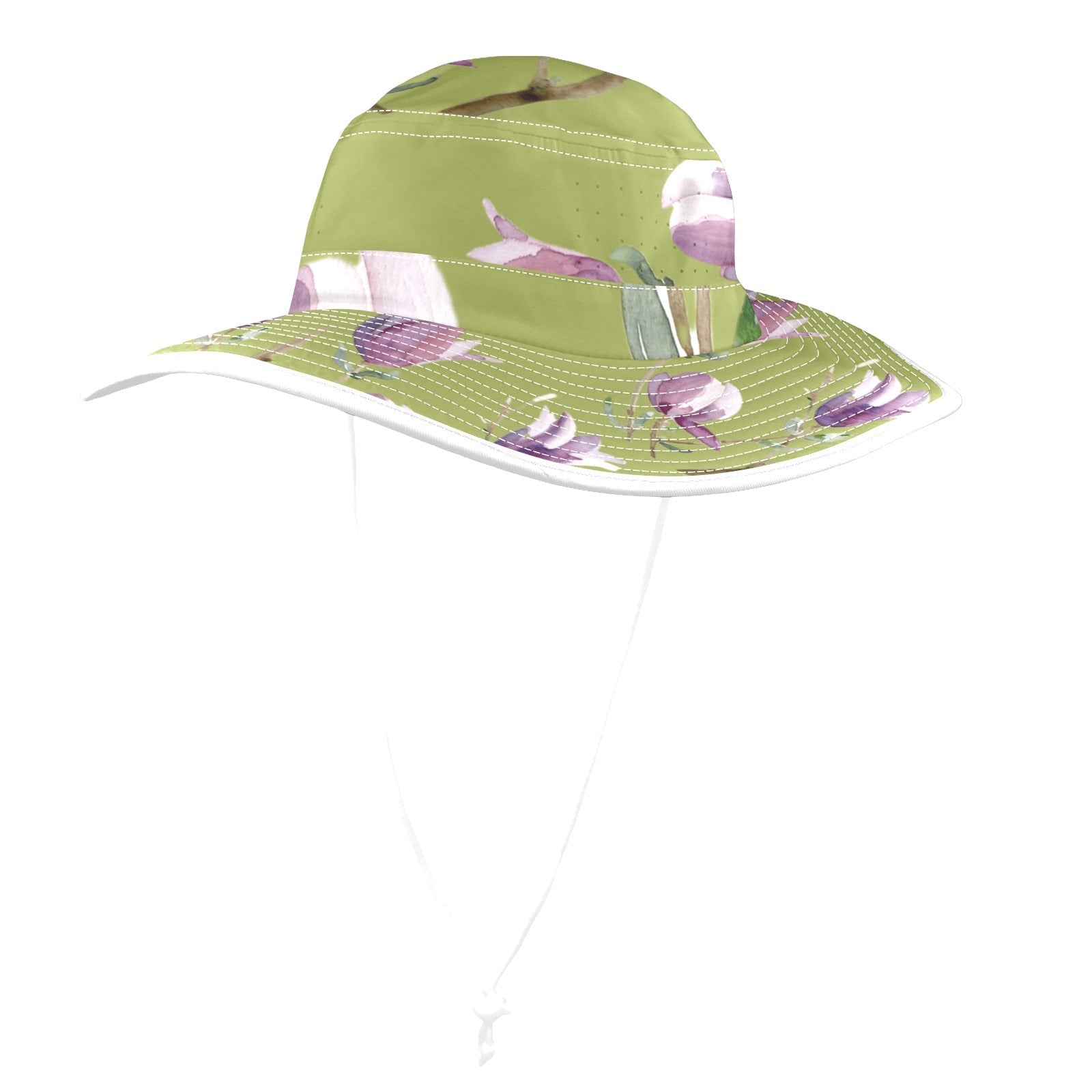 Magnolia Olive Wide Brim Bucket Hat - Lana Art Sweden