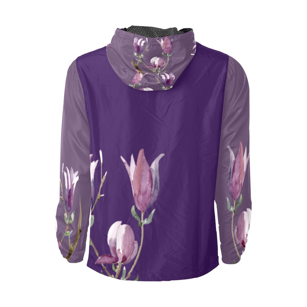 Magnolia Plum Purple Unisex Windbreaker - Lana Art Sweden