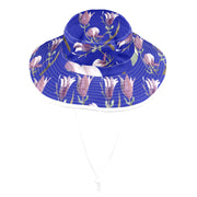 Magnolia Royal Blue Wide Brim Bucket Hat - Lana Art Sweden