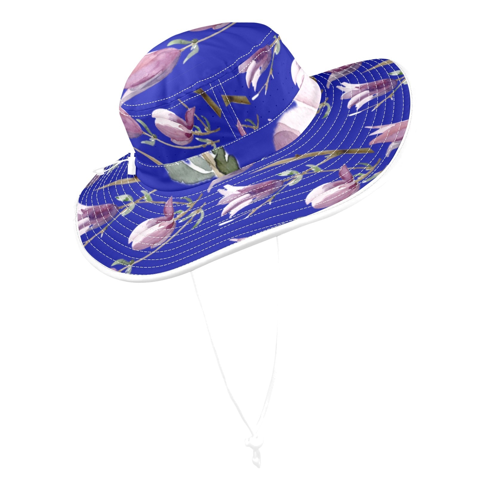 Magnolia Royal Blue Wide Brim Bucket Hat - Lana Art Sweden