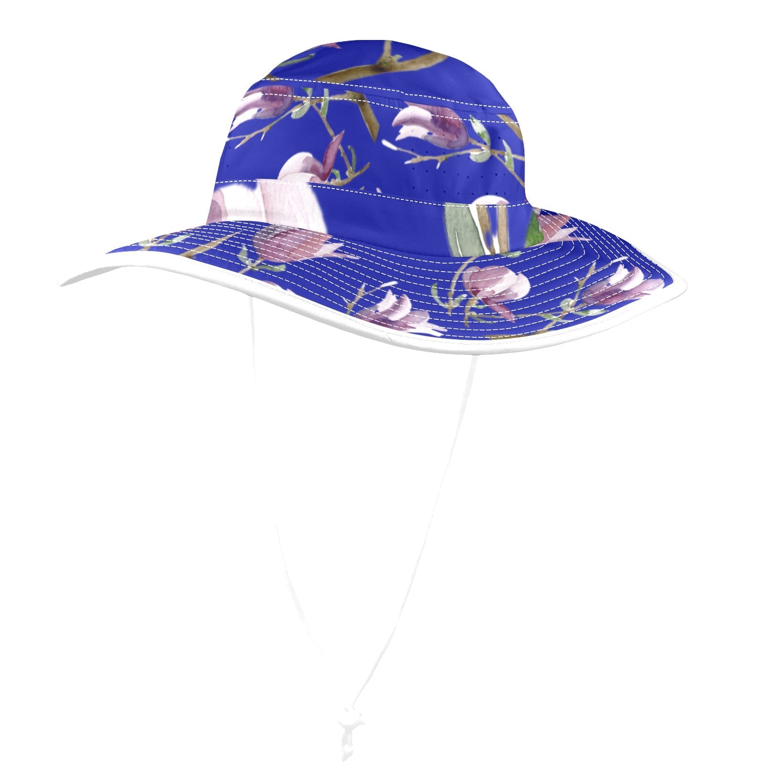 Magnolia Royal Blue Wide Brim Bucket Hat - Lana Art Sweden