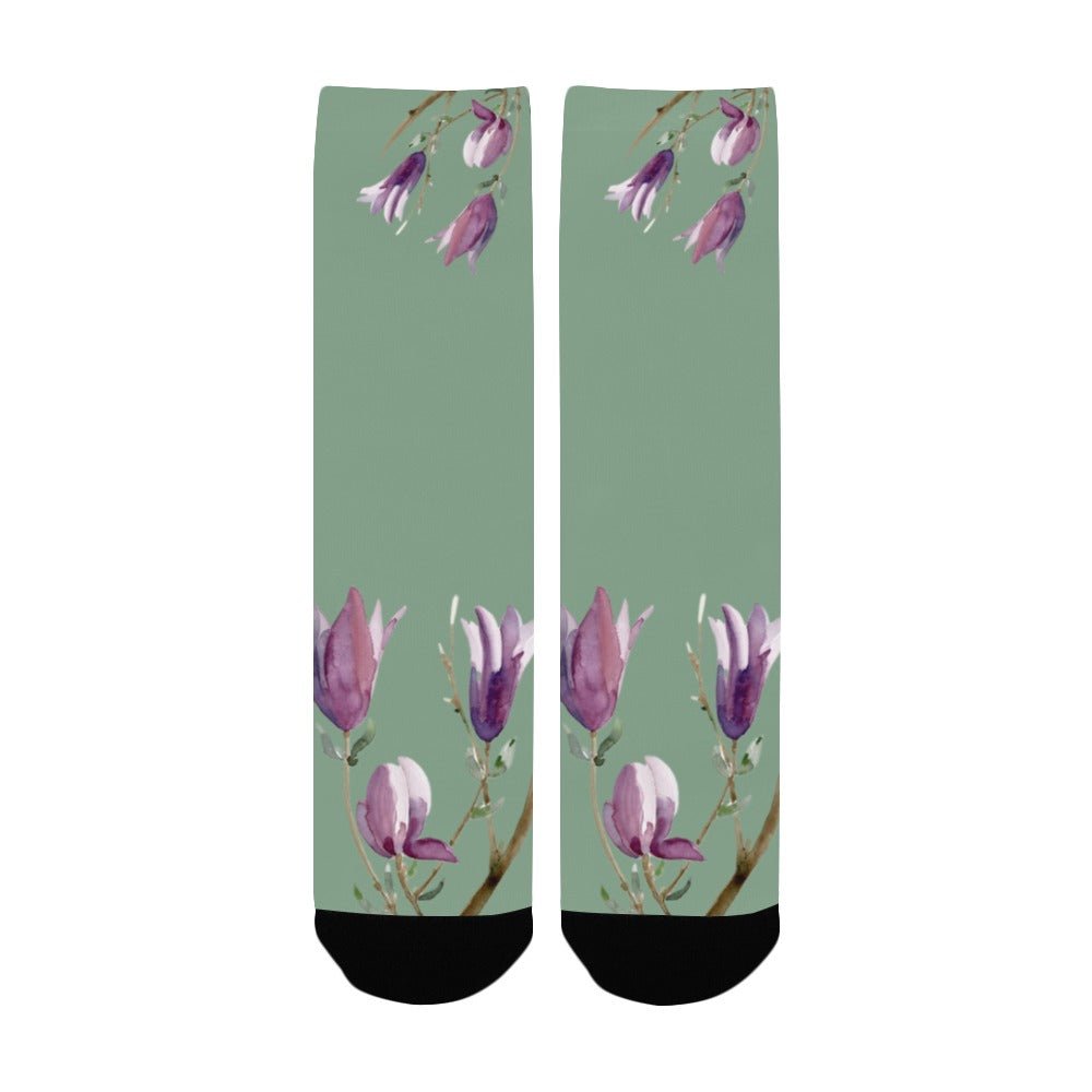 Magnolia Sage Lime Women's Custom Socks - Lana Art Sweden