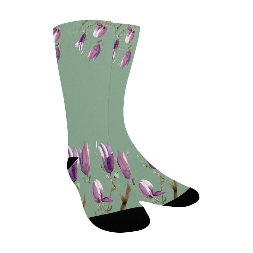 Magnolia Sage Lime Women's Custom Socks - Lana Art Sweden