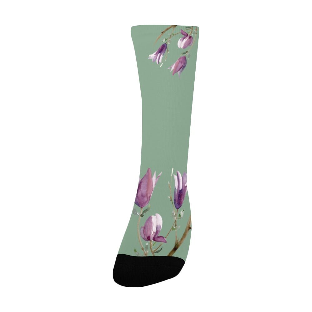 Magnolia Sage Lime Women's Custom Socks - Lana Art Sweden