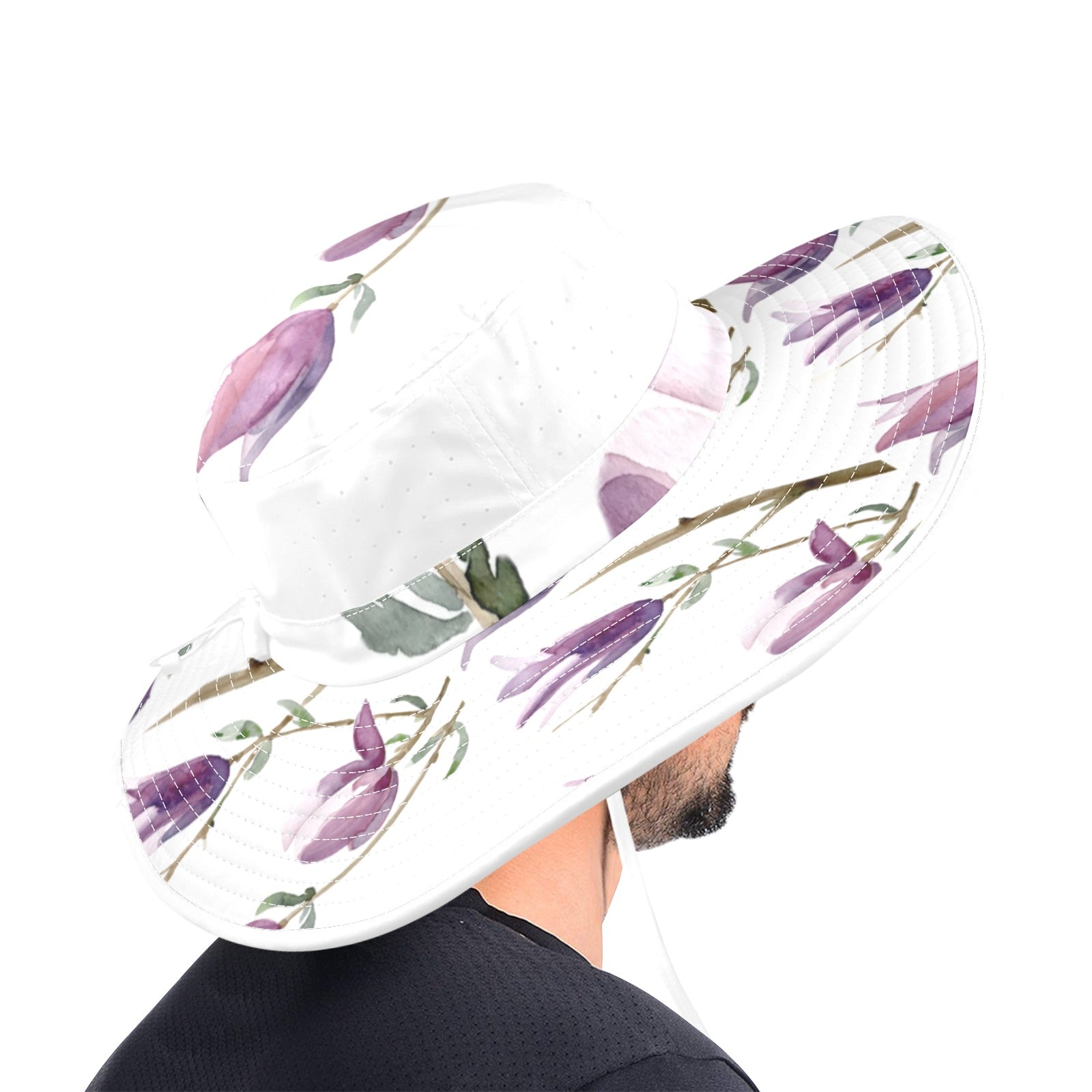Magnolia White Wide Brim Bucket Hat - Lana Art Sweden