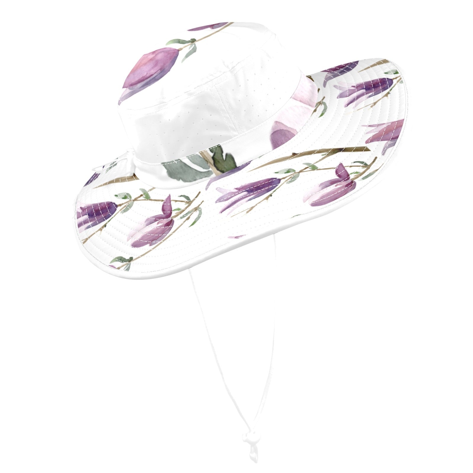 Magnolia White Wide Brim Bucket Hat - Lana Art Sweden