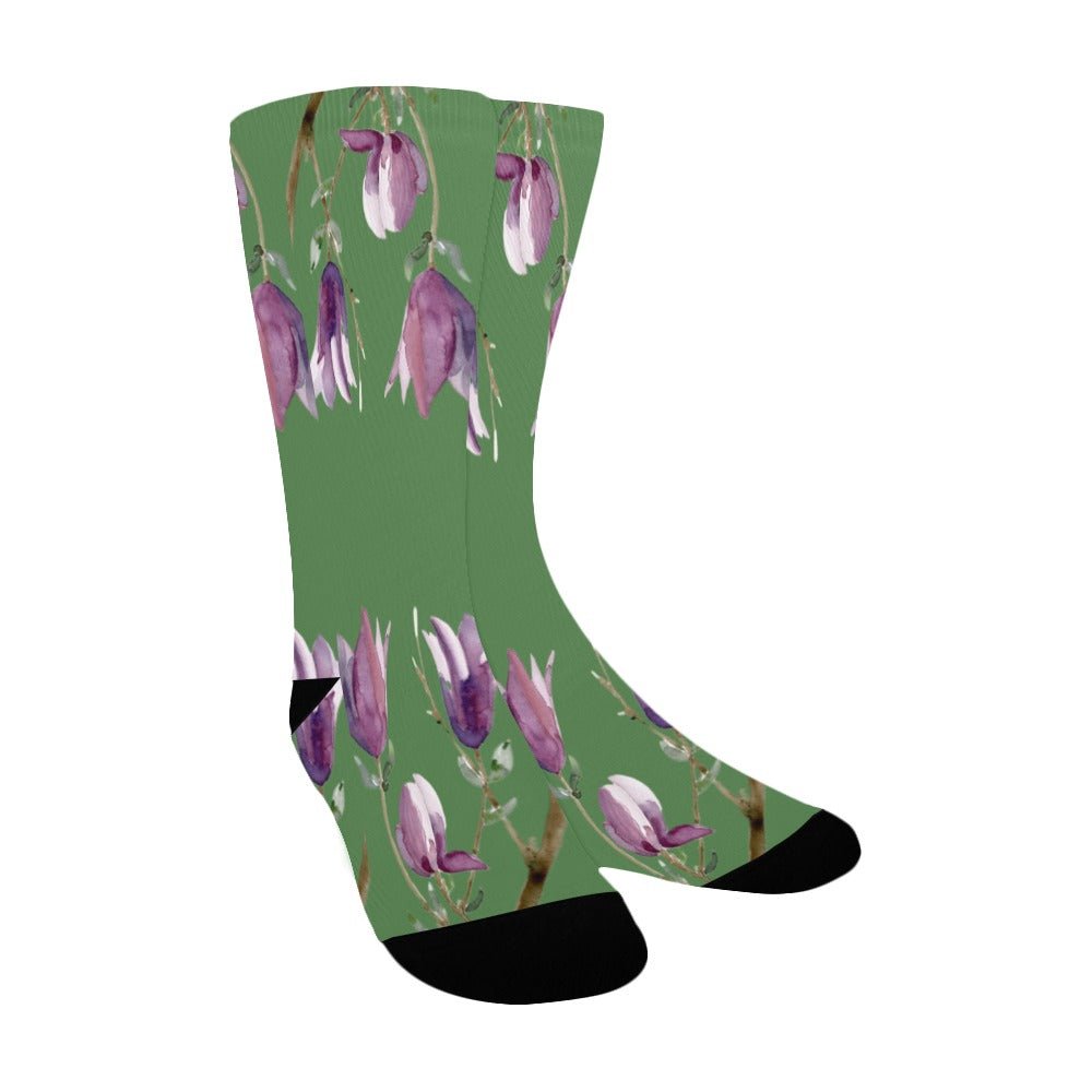 Magnolia Wild Wasabi Women's Custom Socks - Lana Art Sweden