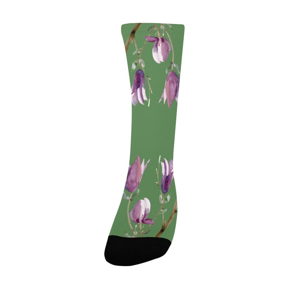 Magnolia Wild Wasabi Women's Custom Socks - Lana Art Sweden