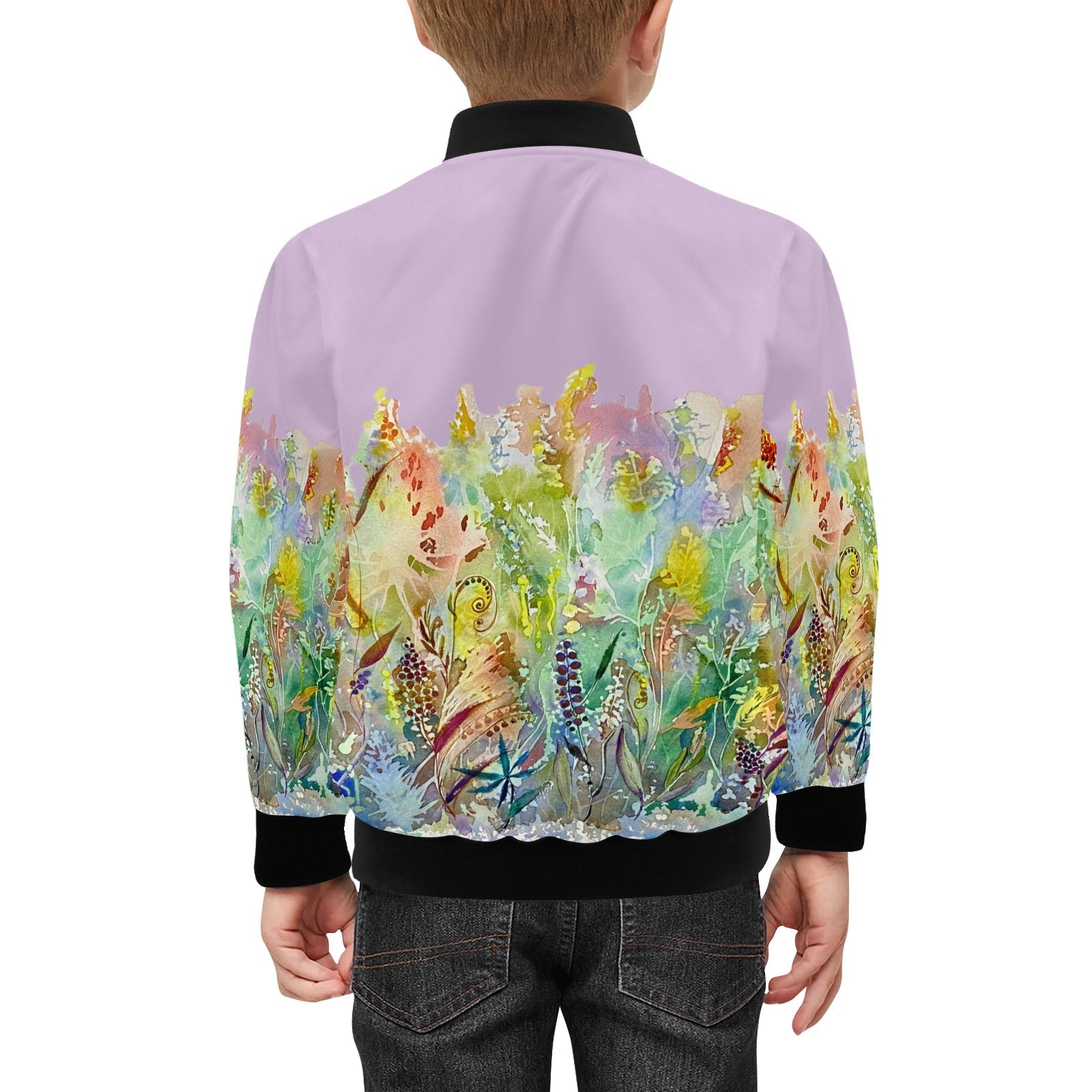 Merry Lawn Lilac Kids' Bomber Jacket with Pockets (Model H40) - Lana Art Sweden