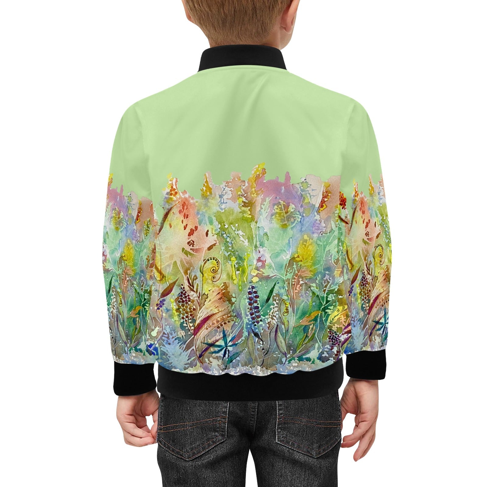 Merry Lawn Mint Kids' Bomber Jacket with Pockets (Model H40) - Lana Art Sweden